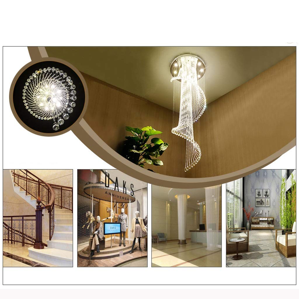 GAOXIN Spiral Staircase Crystal Chandelier with Pineapple Beads - 40x120cm Large Living Room Lighting for Duplex Villas & Luxury Homes | Elegant Ceiling Lamp for Stairwells, Foyers & Grand Entrances