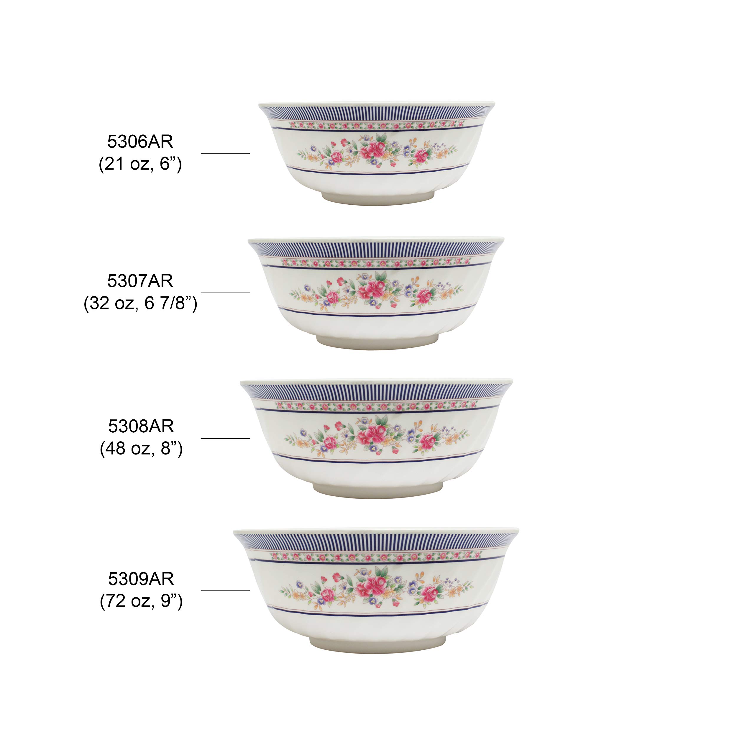 Thunder Group 72 oz Rose Melamine Dinnerware Set - 9