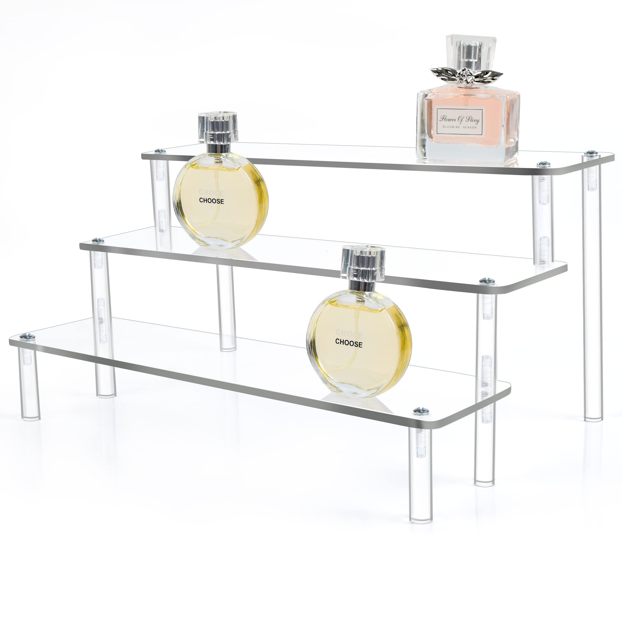 3-Tier Clear Acrylic Display Stand for Cupcakes, Perfumes, Desserts, Funko POP & Dolls - Organizer & Decorative Shelf for Retail, Bakeries & Home Decor