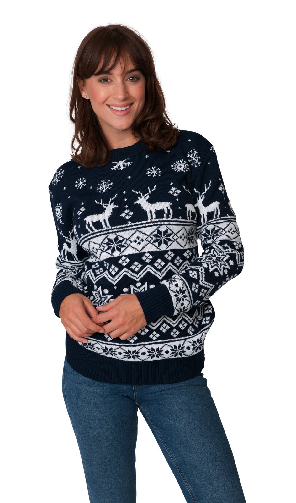 Christmas Santa Fairisle Sweater for Men & Women - Unisex Nordic Navy Holiday Party Jumper - Sizes S/M/L/XL/2XL/3XL/4XL - Perfect for Xmas Parties, Office Celebrations & Festive Gatherings
