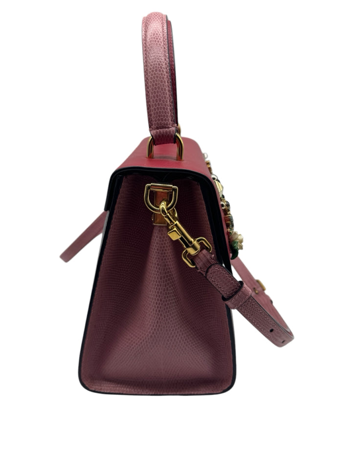 Dolce & Gabbana Iguana Embossed Crystal Satchel Bag - Luxury Designer Handbag for Women, Evening Party & Special Occasions