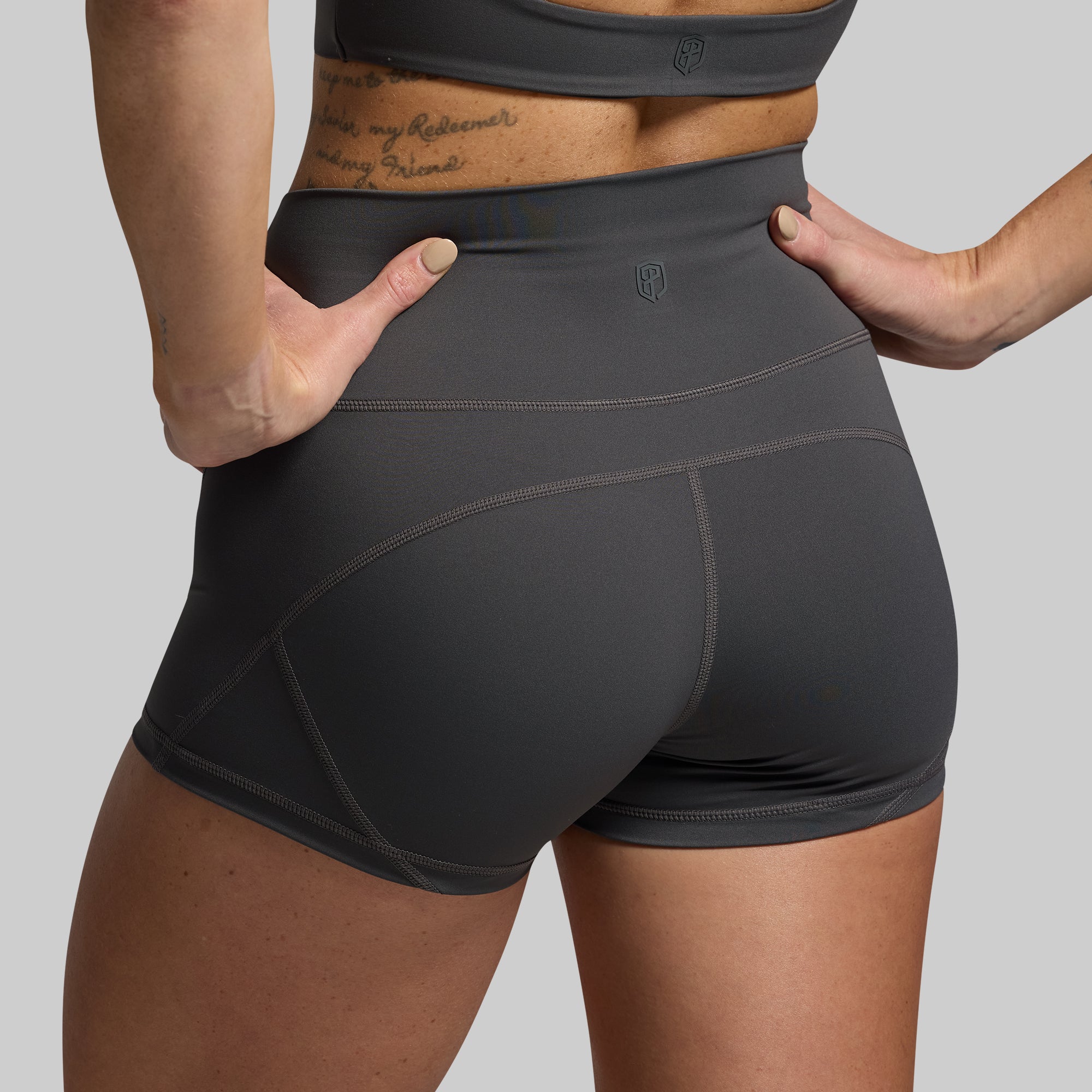 High Waist Booty Shorts for Women - Sexy Gym Workout Shorts (Gunmetal) | Perfect for Yoga, Running & Summer Outfits