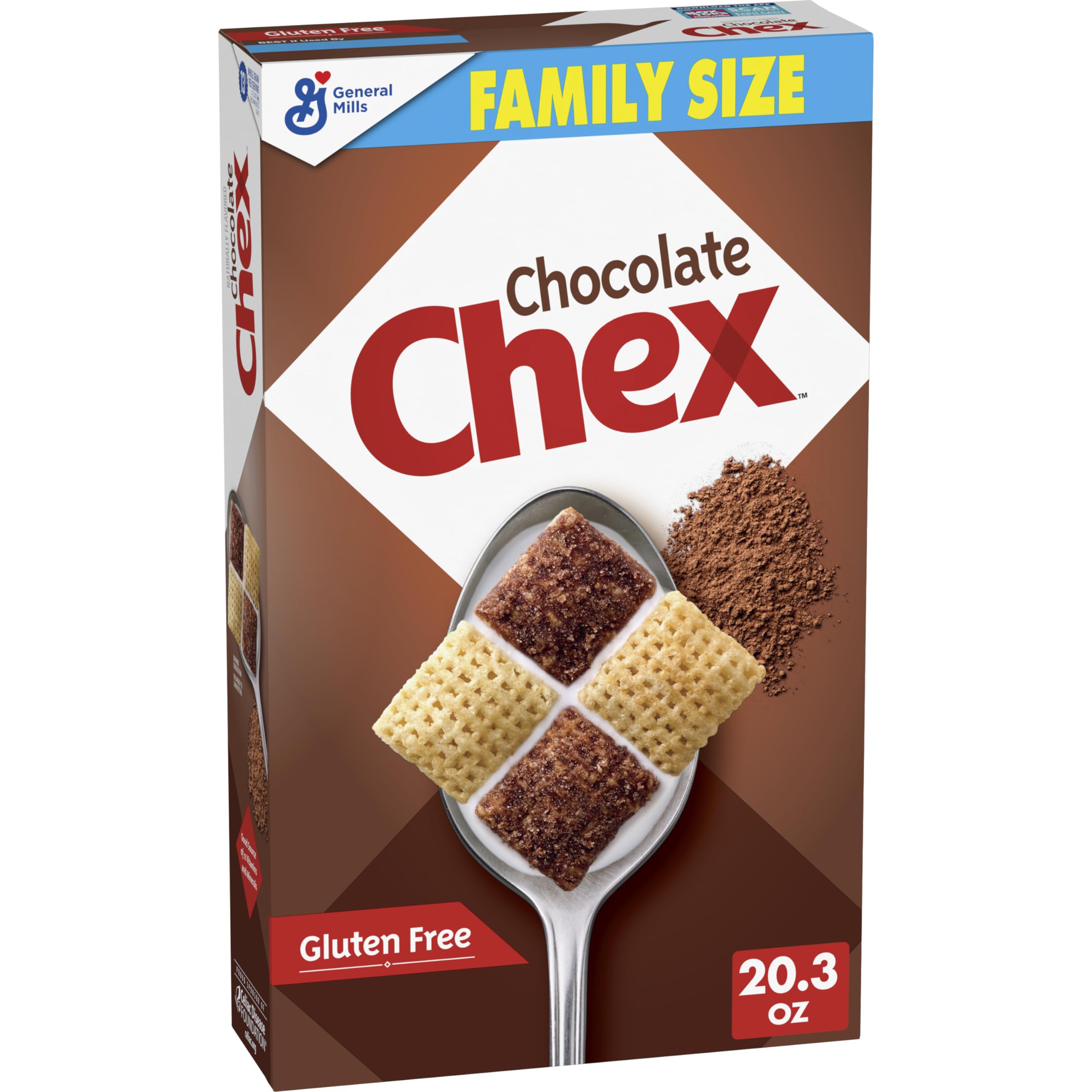 Gluten Free Chocolate Chex Cereal - Whole Grain Breakfast Cereal, Family Size 20.3 oz - Perfect for Quick Breakfasts, Snacks & Family Gatherings