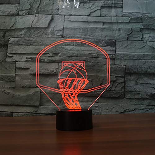 3D Basketball Backboard Shape LED Night Light - 7 Color Changing USB Table Lamp for Kids, Baby Sleep Light, Bedside Decor & Gift with Remote Control - Perfect for Nursery, Bedroom & Game Room Lighting