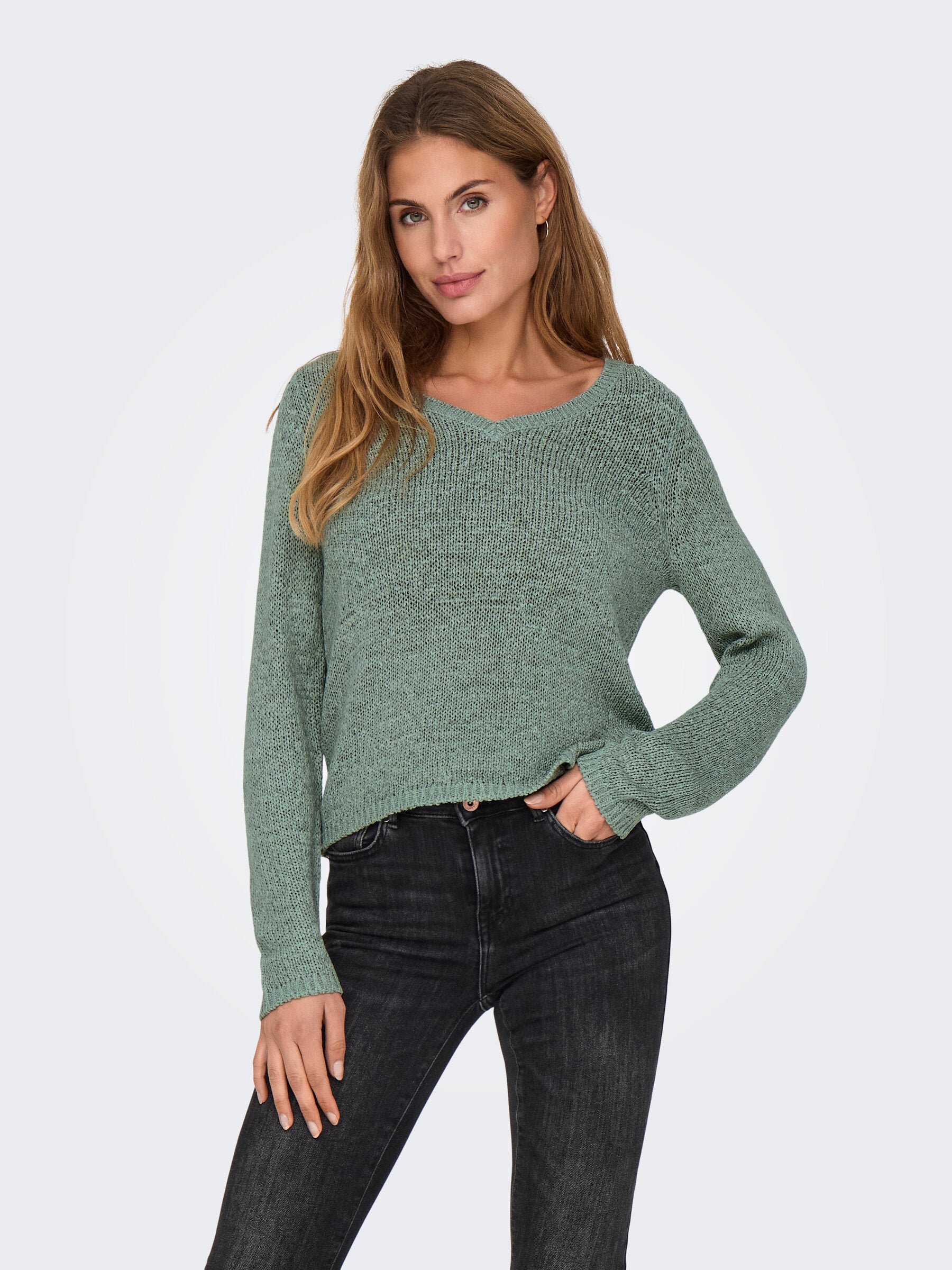 Only Geena V Neck Sweater for Women - Soft Knit Pullover Top | Perfect for Office Wear, Date Night & Casual Outfits