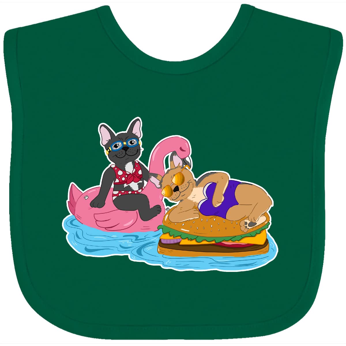 Inktastic Cute French Bulldogs Pool Floaties & Baby Bib - Fun Summer Pool Party Accessories for Kids & Babies