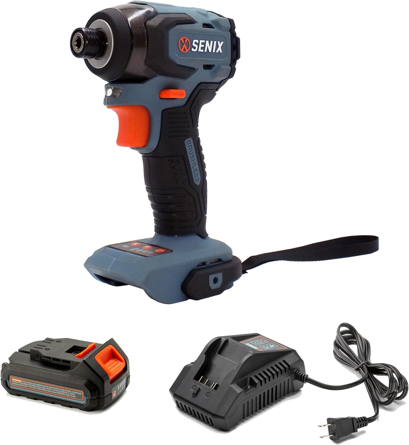 SENIX X2 20V Max Cordless Impact Driver Kit - 1/4 Inch Brushless Motor, 4-Speed Battery Screwdriver with LED Light, 130 ft-lbs Max Torque, Includes 2.0Ah Battery, Charger & Soft Carrying Bag (PDIX2-M2) - Perfect for DIY Projects, Home Repairs & Professional Construction Work