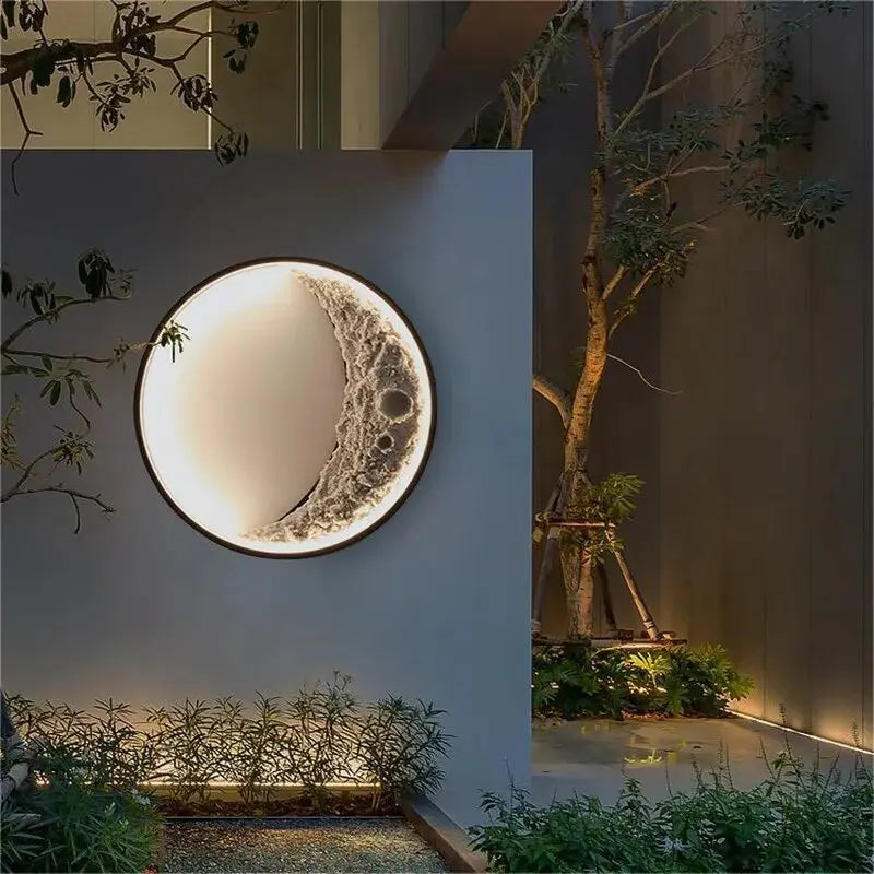 Waterproof Outdoor Moon Wall Light - Solar Powered LED Garden Decor for Patio, Yard, and Landscape Lighting - Perfect for Backyard, Pathway, and Exterior Home Decoration
