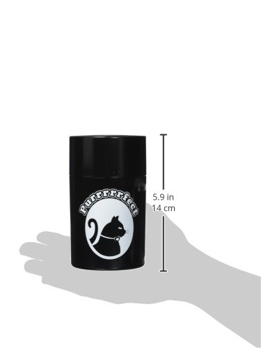 Pawvac 6 Ounce Vacuum Sealed Pet Food Storage Container with Black Cap & White Cat Design - Keep Dry Food Fresh for Cats & Small Dogs - Perfect for Kitchen Counter, Pantry or Travel Use