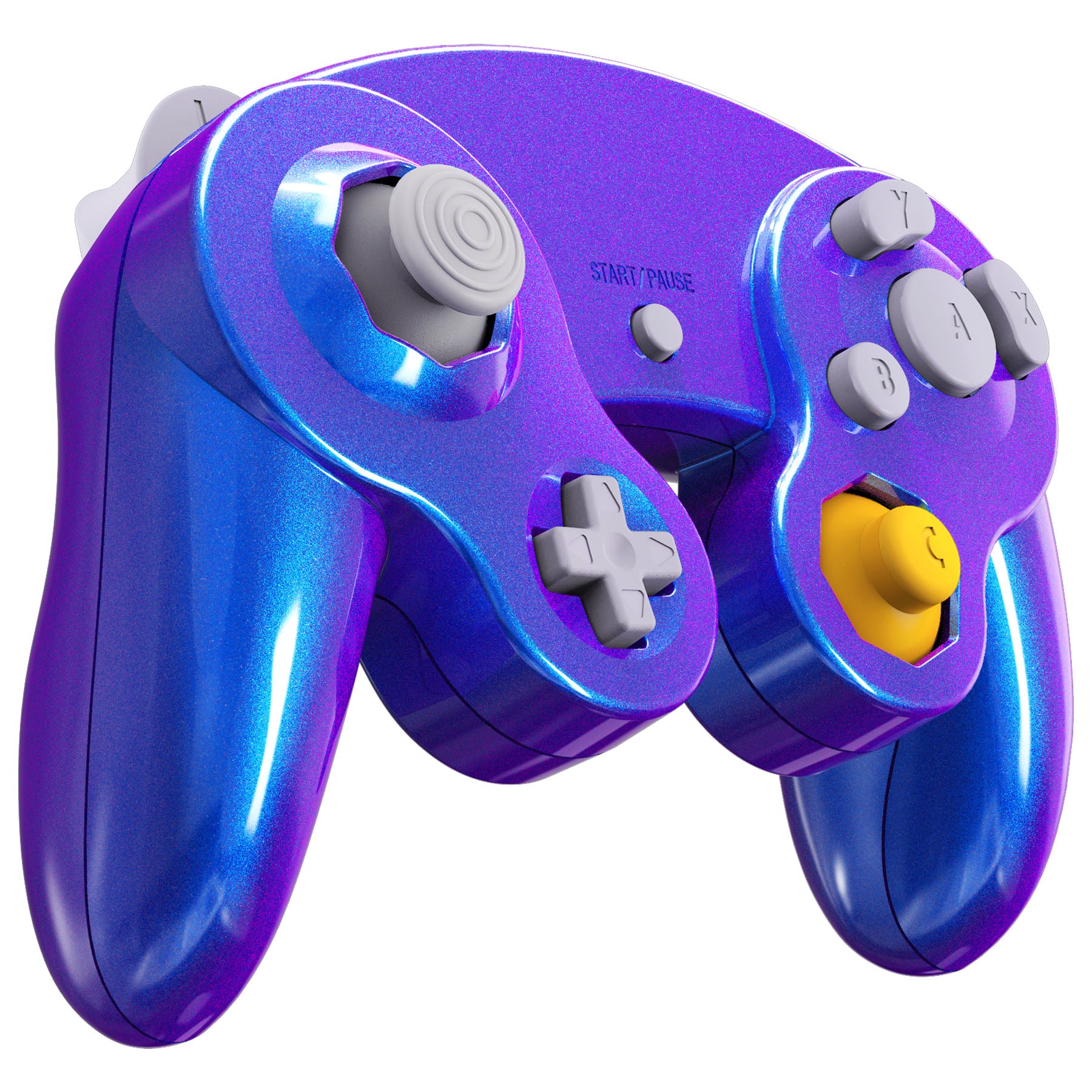 eXtremeRate Replacement Faceplate & Backplate with Buttons for Nintendo GameCube Controller (NGC) - Chameleon Purple Blue | Custom Gaming Accessories for Enhanced Gameplay Experience