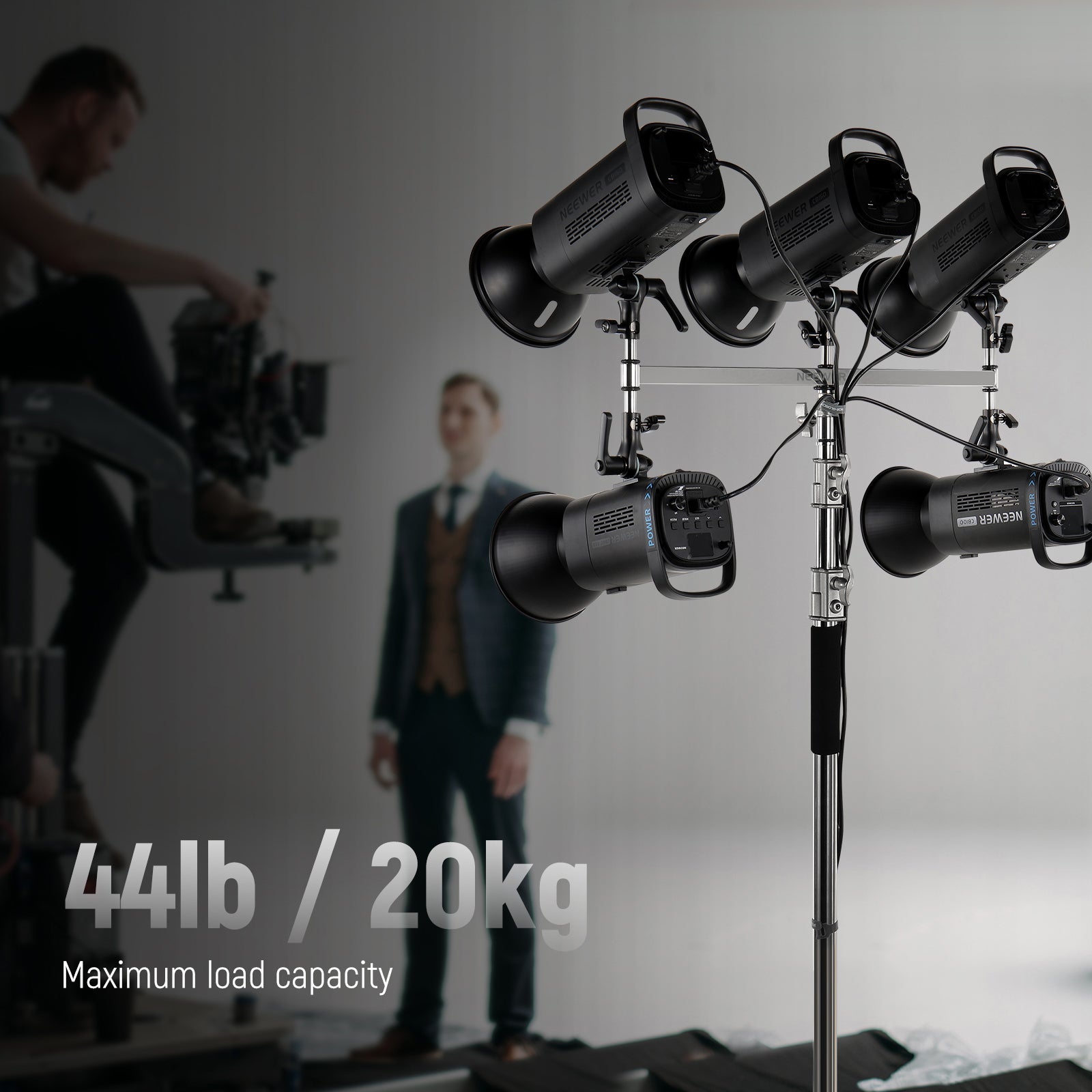 NEEWER UA005 Professional Triple Header Boom Arm for Baby Photography - Perfect for Newborn, Infant, and Toddler Photo Shoots in Studio or Home