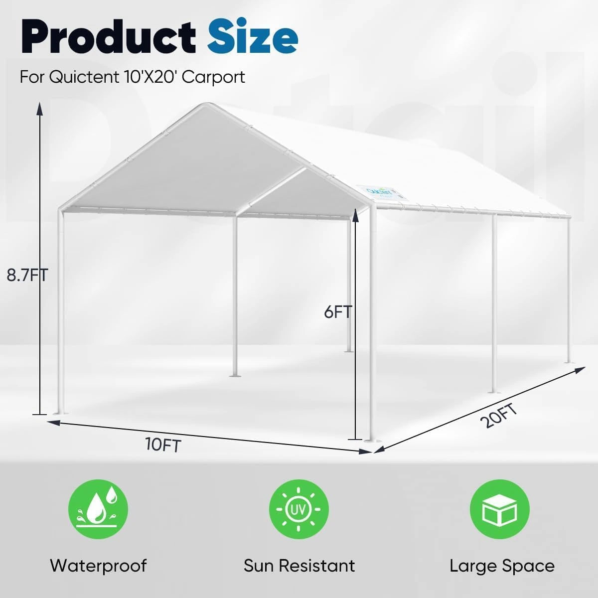 20' x 10' Portable Car Canopy Shelter with UV Protection - Waterproof Outdoor Car Cover for Vehicles, Parties & Camping