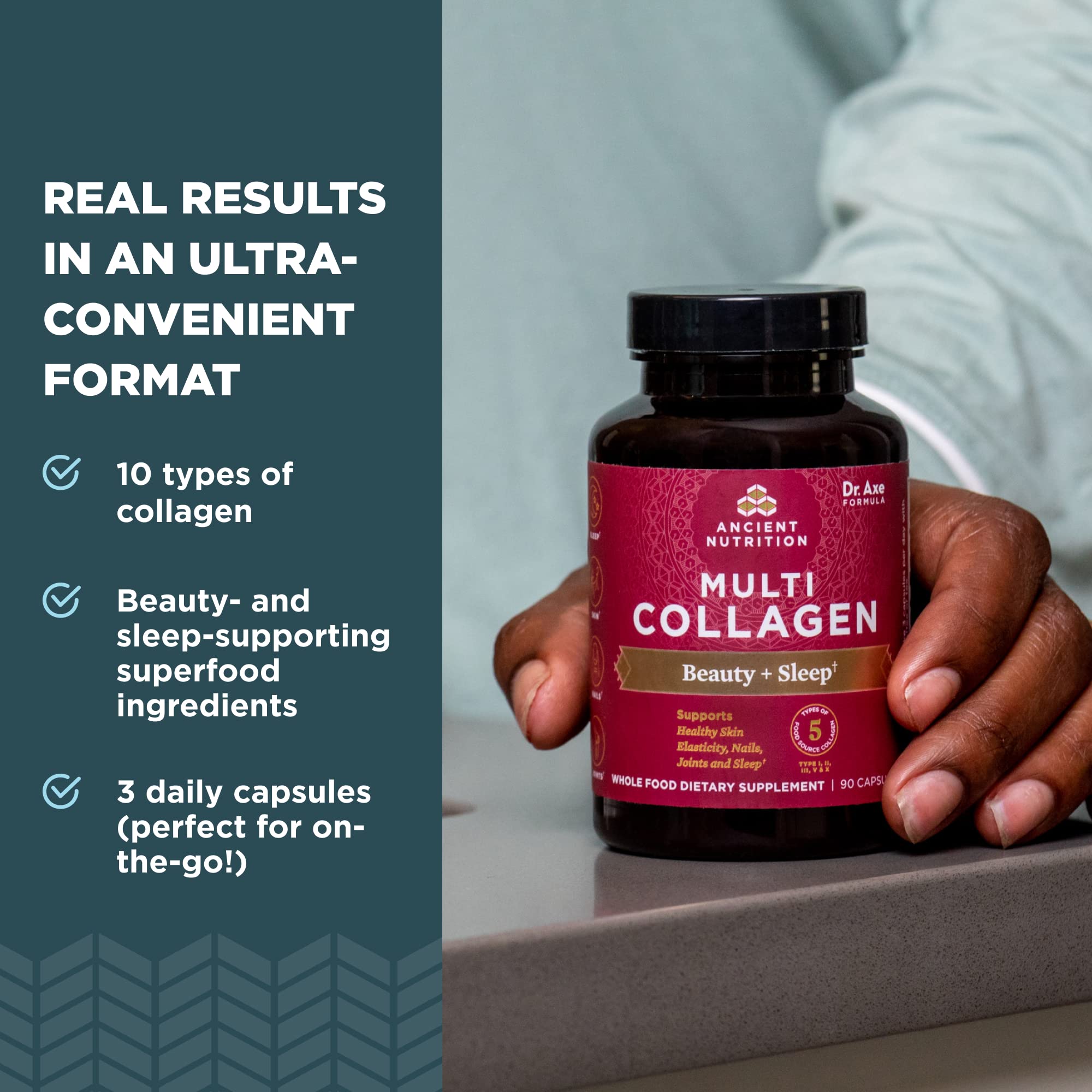Ancient Nutrition Collagen Pills for Hair Growth, Skin Hydration & Nail Strength - 90 Count Collagen Supplement with Magnesium for Beauty Sleep - Supports Healthy Skin, Strong Nails & Deep Sleep - Paleo, Keto & Gluten Free - Perfect for Nighttime Routine & Anti-Aging Care