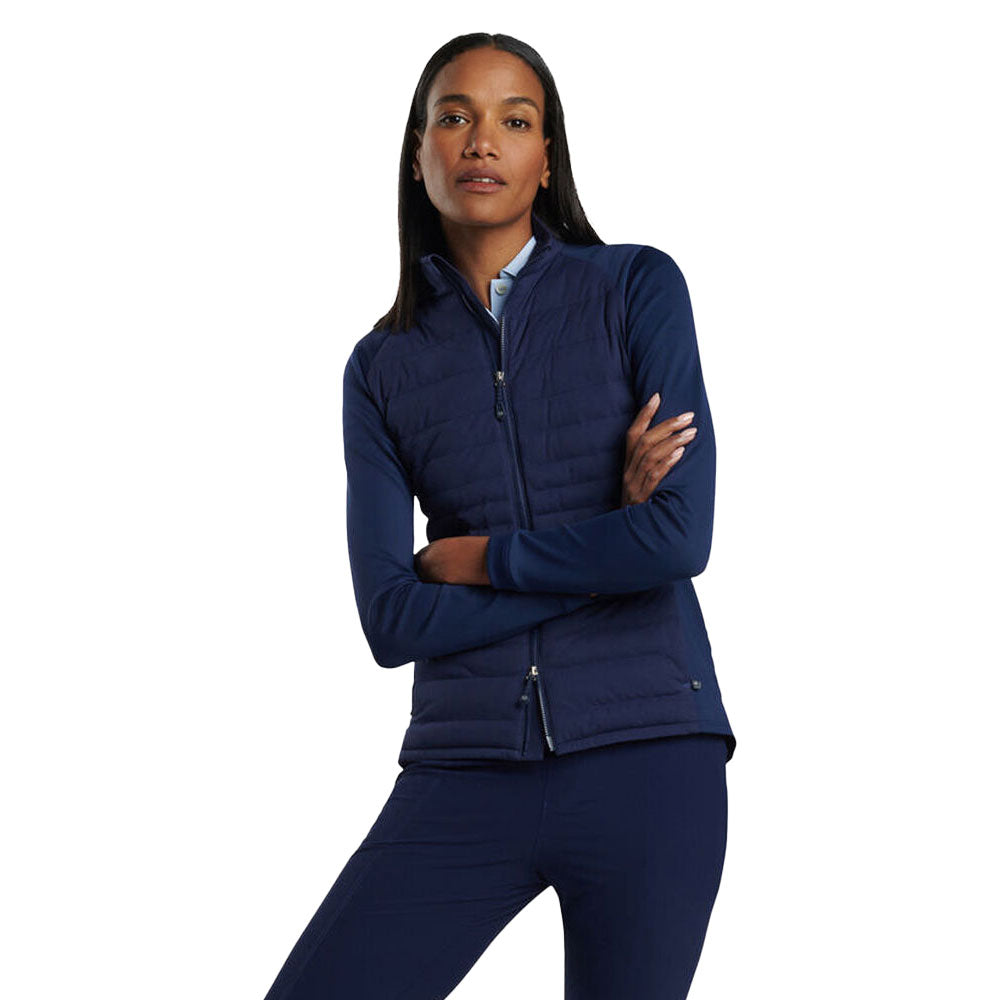 Peter Millar Women's Merge Hybrid Jacket - Lightweight Water-Resistant Windbreaker for Golf, Travel & Outdoor Activities (Navy Blue)