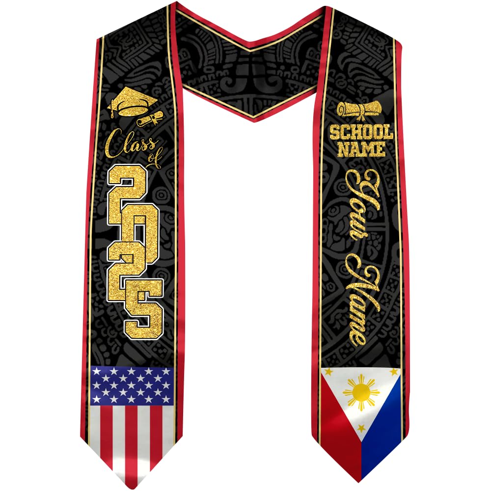 Custom Filipino Graduation Sash & Stole - Personalized Philippines Graduation Sash 2025 - Perfect for Graduation Ceremonies, School Events & Cultural Celebrations