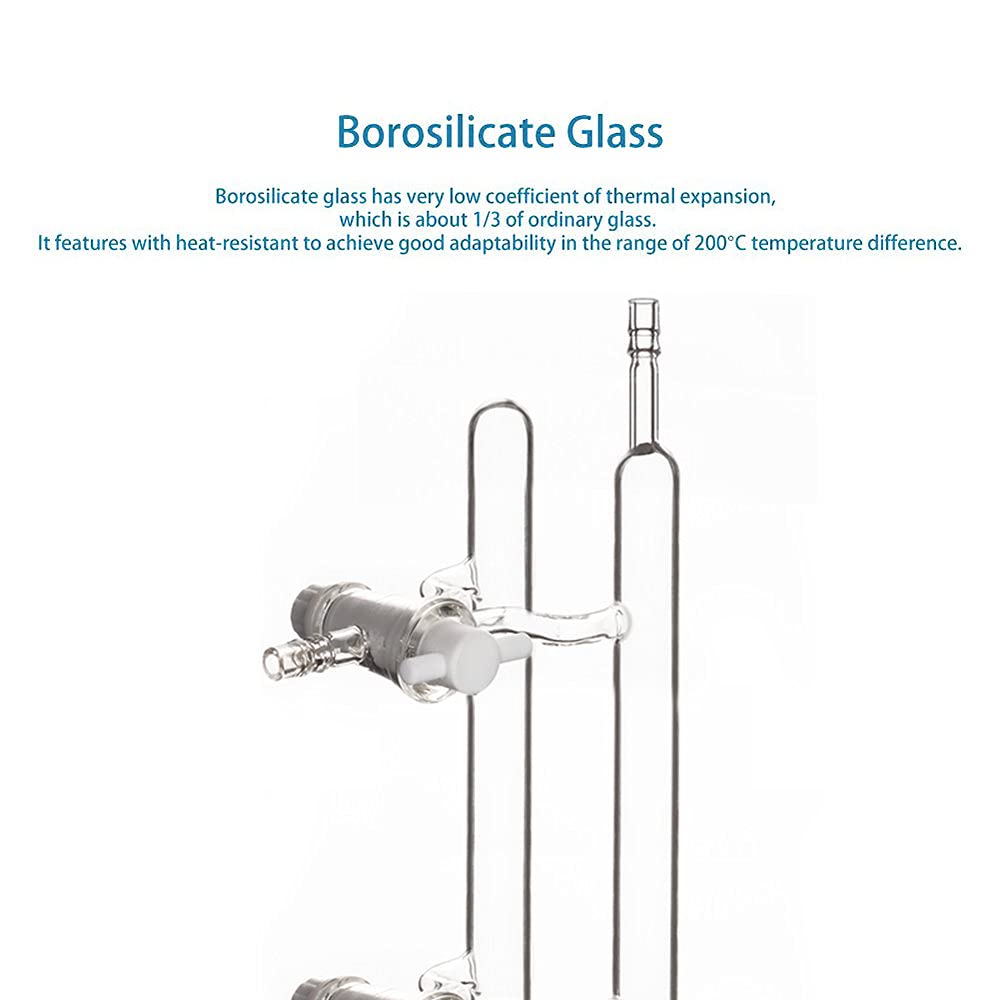 Stonylab 4-Port Borosilicate Glass Vacuum Manifold with Stopcocks - Dual Bank Schlenk Line for Chemistry Lab, Organic Synthesis & Air-Sensitive Experiments
