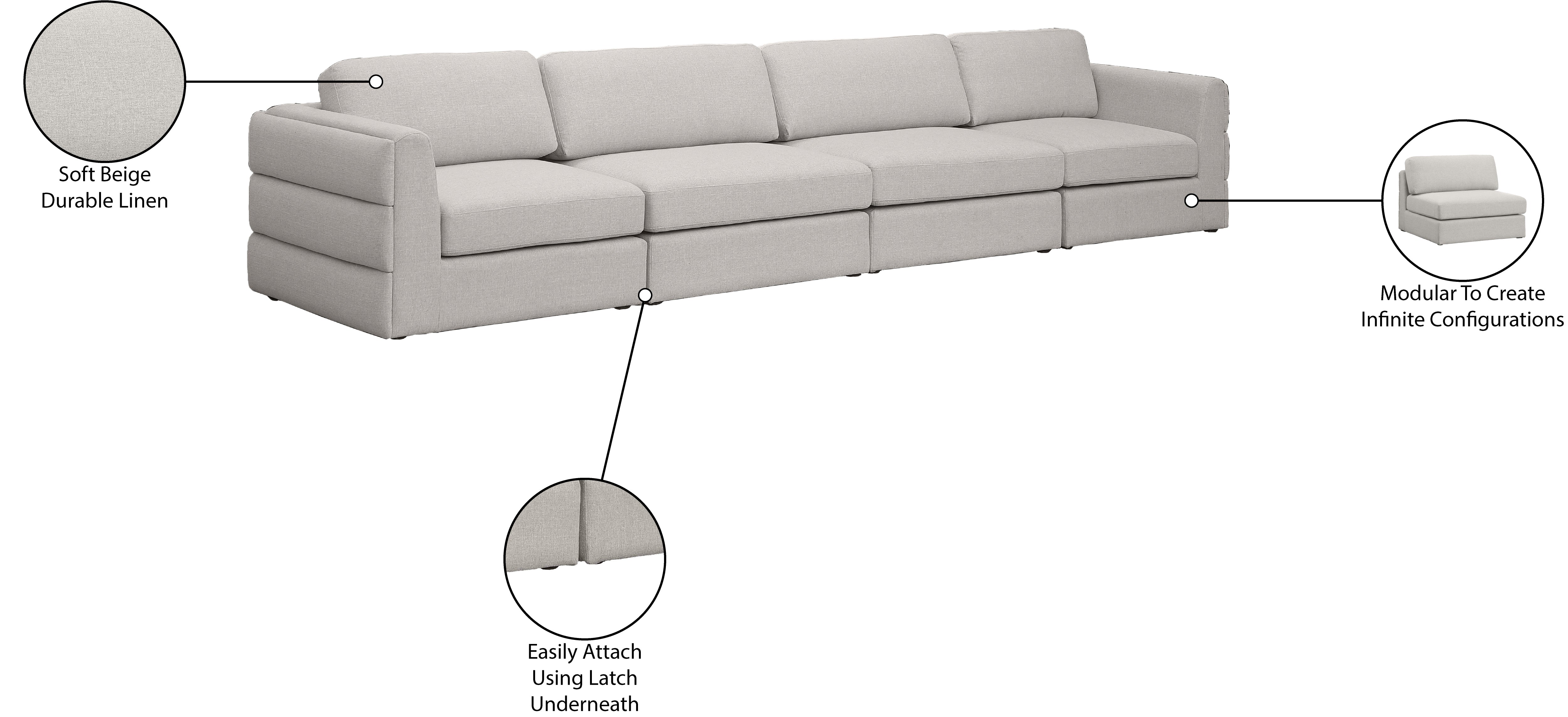 Beckham Durable Linen Textured Fabric Modular Sectional Sofa - Modern Living Room Furniture for Small Spaces & Apartments | Comfortable Lounge Seating for Family Gatherings & Movie Nights