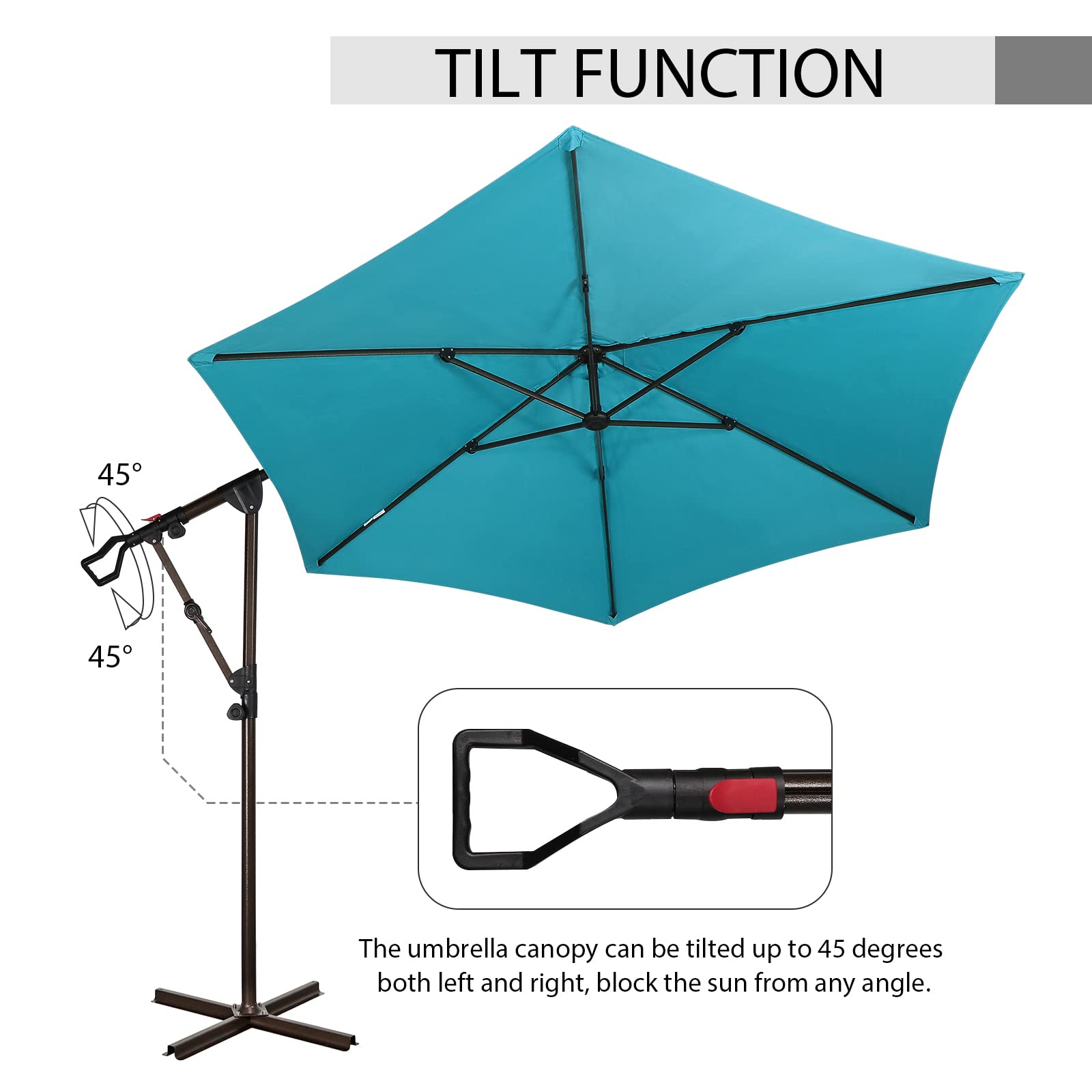COBANA 10ft Offset Hanging Patio Umbrella - 360° Rotating Outdoor Cantilever Umbrella with Crank & Tilt System - Perfect for Poolside, Backyard, Garden, and Patio Shade