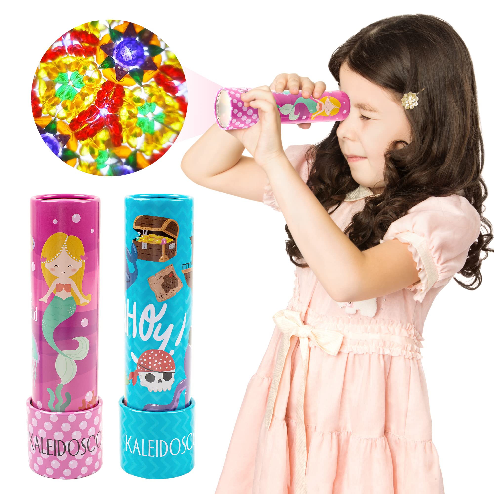 D-FantiX Classic Tin Kaleidoscope 2-Pack - Retro Educational Toys for Kids Birthday & Christmas Gifts