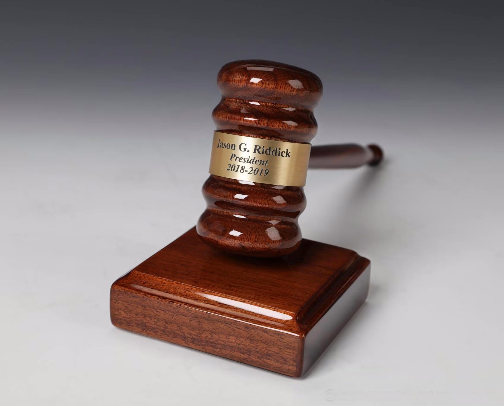 Personalized Engraved Gavel Set - Solid Walnut & Pianowood Gift Box with 10