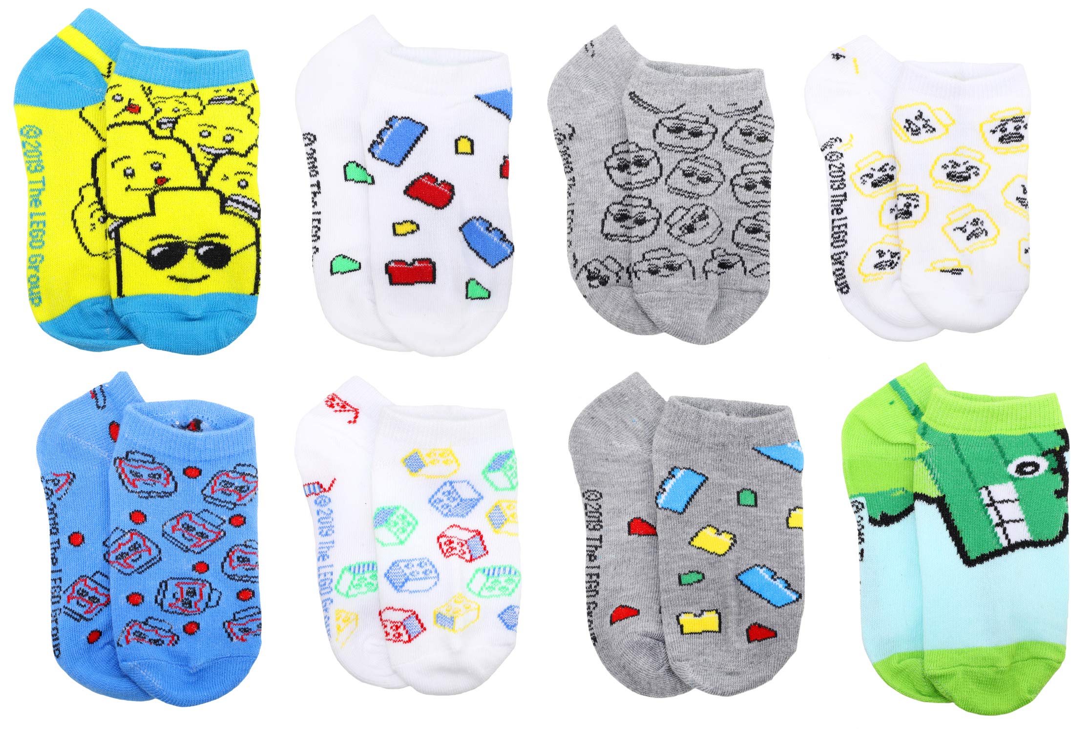 LEGO Boys' 8-Pack No-Show Character Socks - Medium (Shoe Size 9-2.5) | Fun Cartoon Socks for Kids, Teens & Adults | Perfect for School, Sports & Everyday Wear
