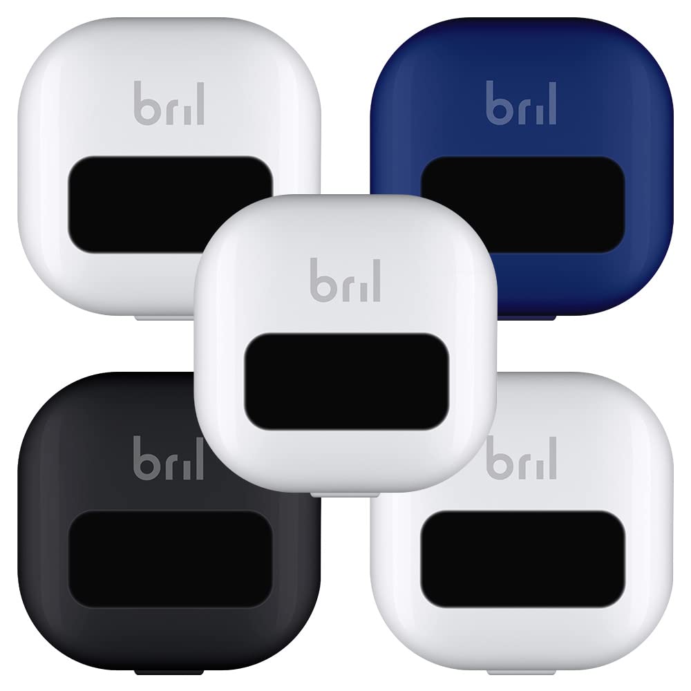 Bril UV-C Toothbrush Cleaner & Sanitizer - Portable Toothbrush Cover, Holder, and Travel Case for All Toothbrush Sizes (White/Black/Navy, 5-Pack) - Perfect for Travel, Home, and Office Use