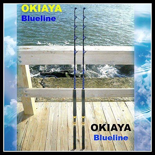COMPOSIT 50-80LB Blueline Series Saltwater Big Game Roller Fishing Rod Set of 2 - Heavy Duty Offshore Trolling Rods for Marlin, Tuna & Swordfish