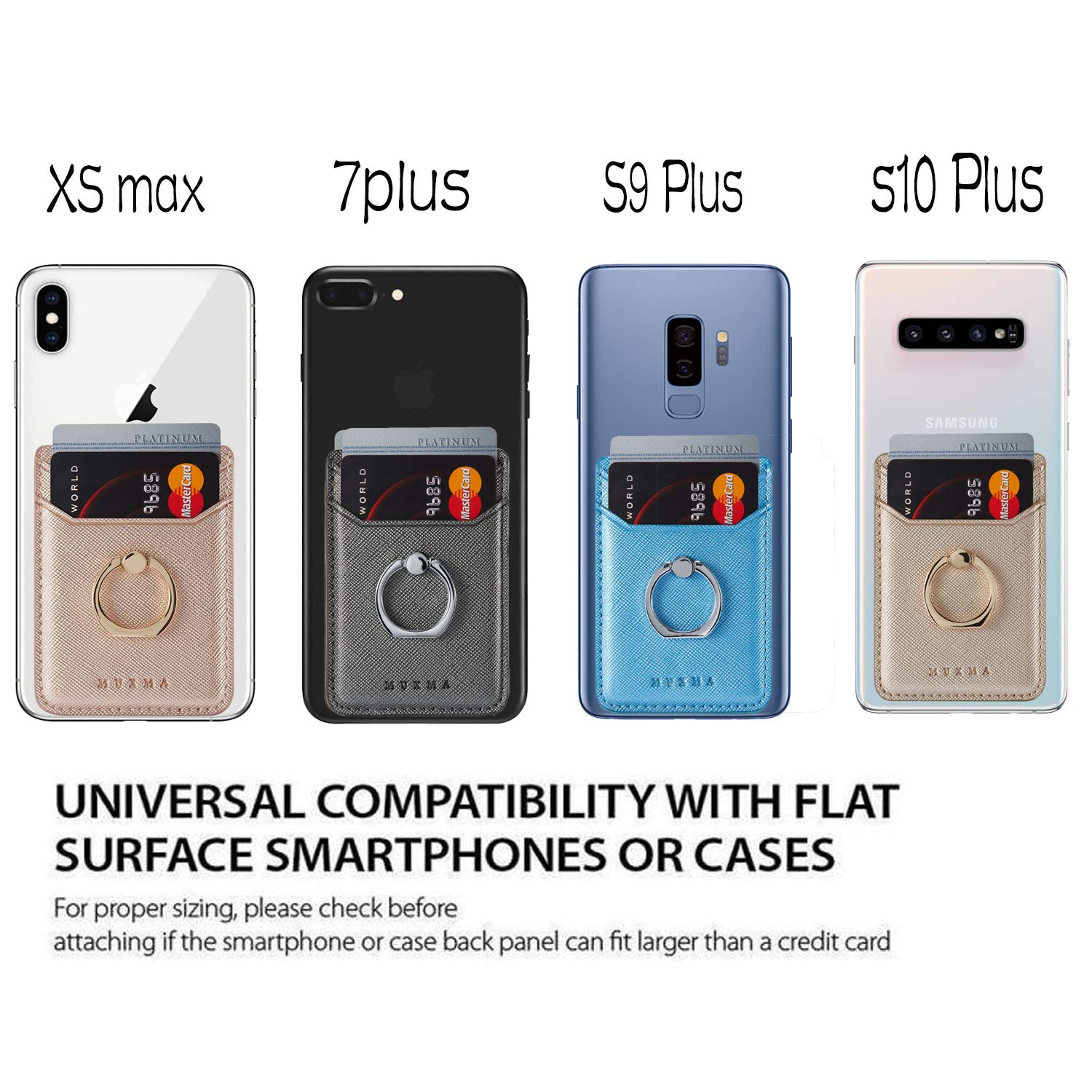 RFID Phone Card Holder - Rose Gold Pu Leather for iPhone & Android - Wallet & Stand for Daily Use