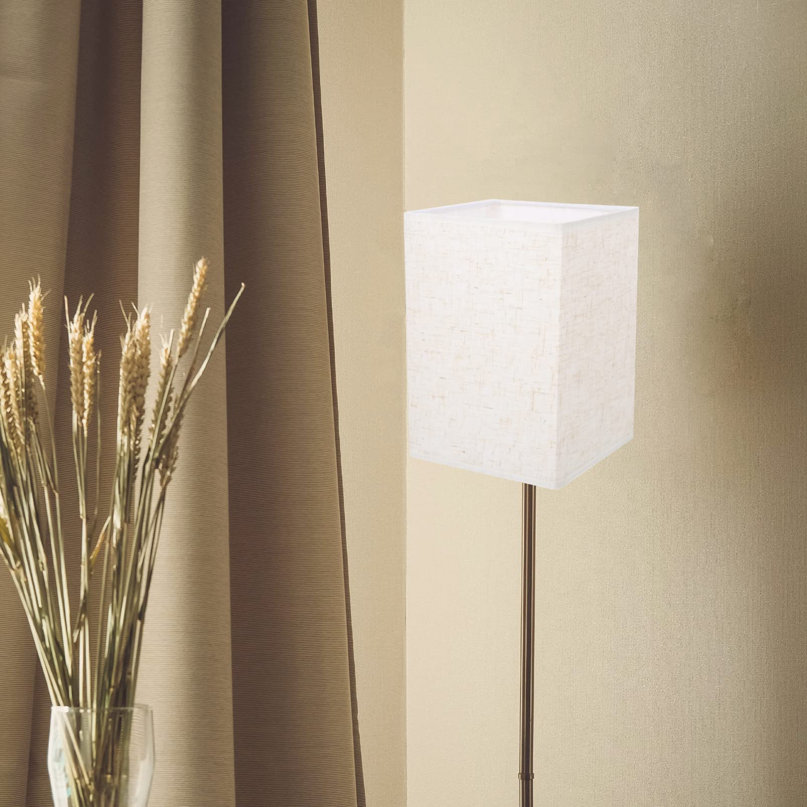 ARTIBETTER White Linen Rectangular Lamp Shade - Clip-On Light Cover Replacement for Floor, Table & Wall Lamps - Breathable Natural Fabric Lampshade in Beige & White | Perfect for Living Room, Bedroom & Office Lighting Decor