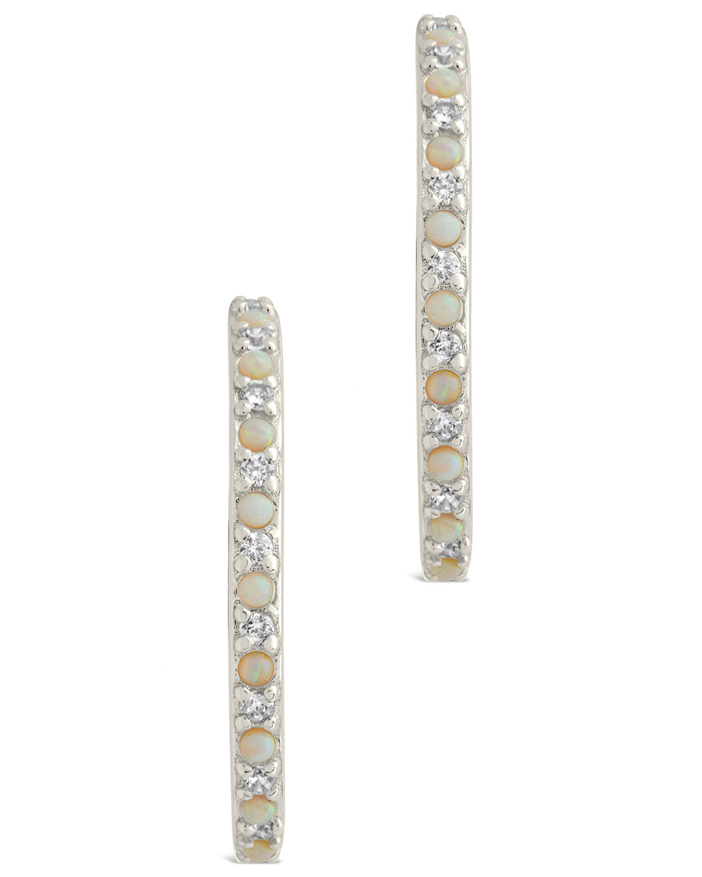 Lorna CZ & Opal Studded Hoop Earrings for Women - Sparkling Cubic Zirconia & Opal Gemstone Jewelry - Perfect for Parties, Weddings & Everyday Wear