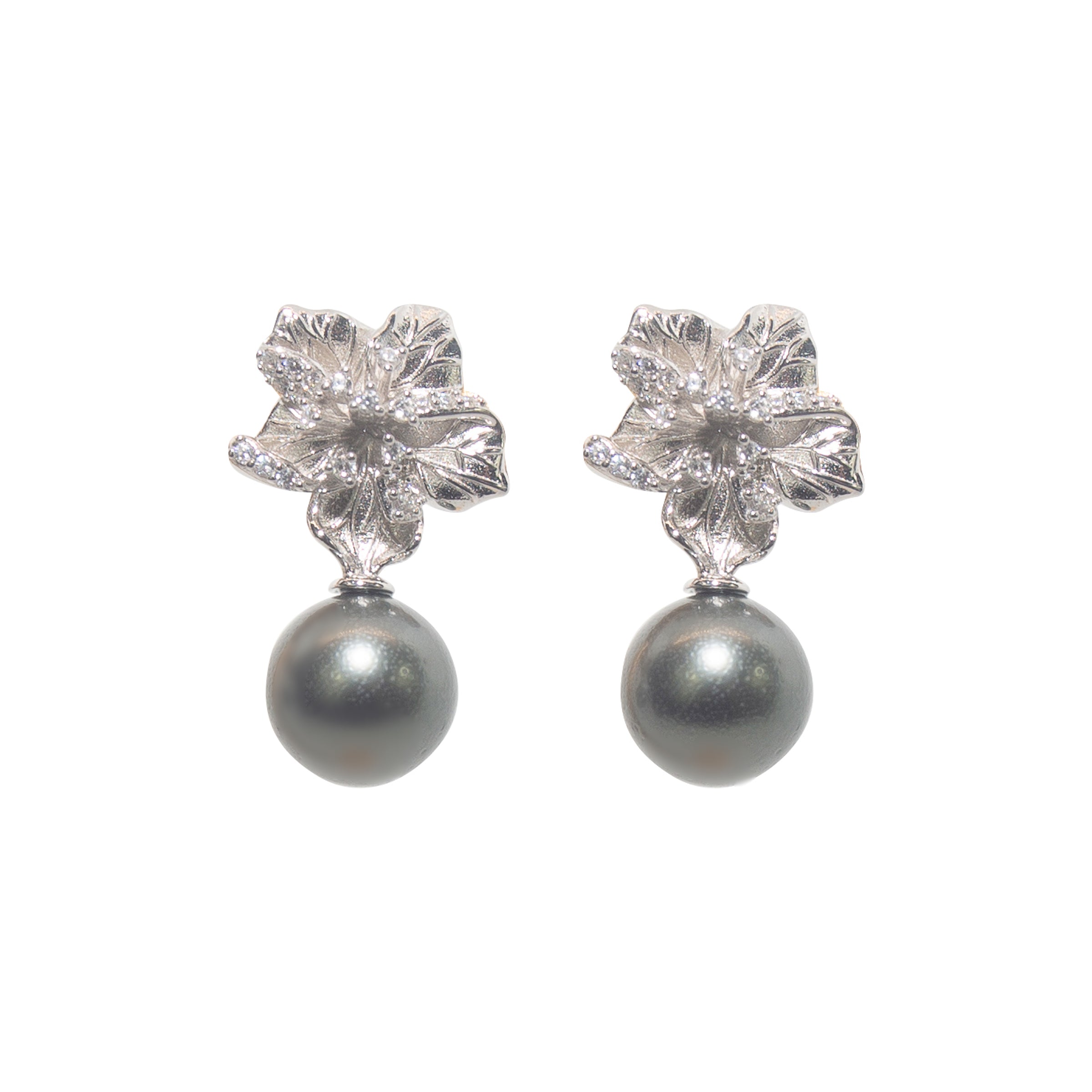 Tahitian Bloom Sterling Silver Earrings for Women – Elegant Dangle Earrings with Pearl Accents | Perfect for Weddings, Parties & Special Occasions