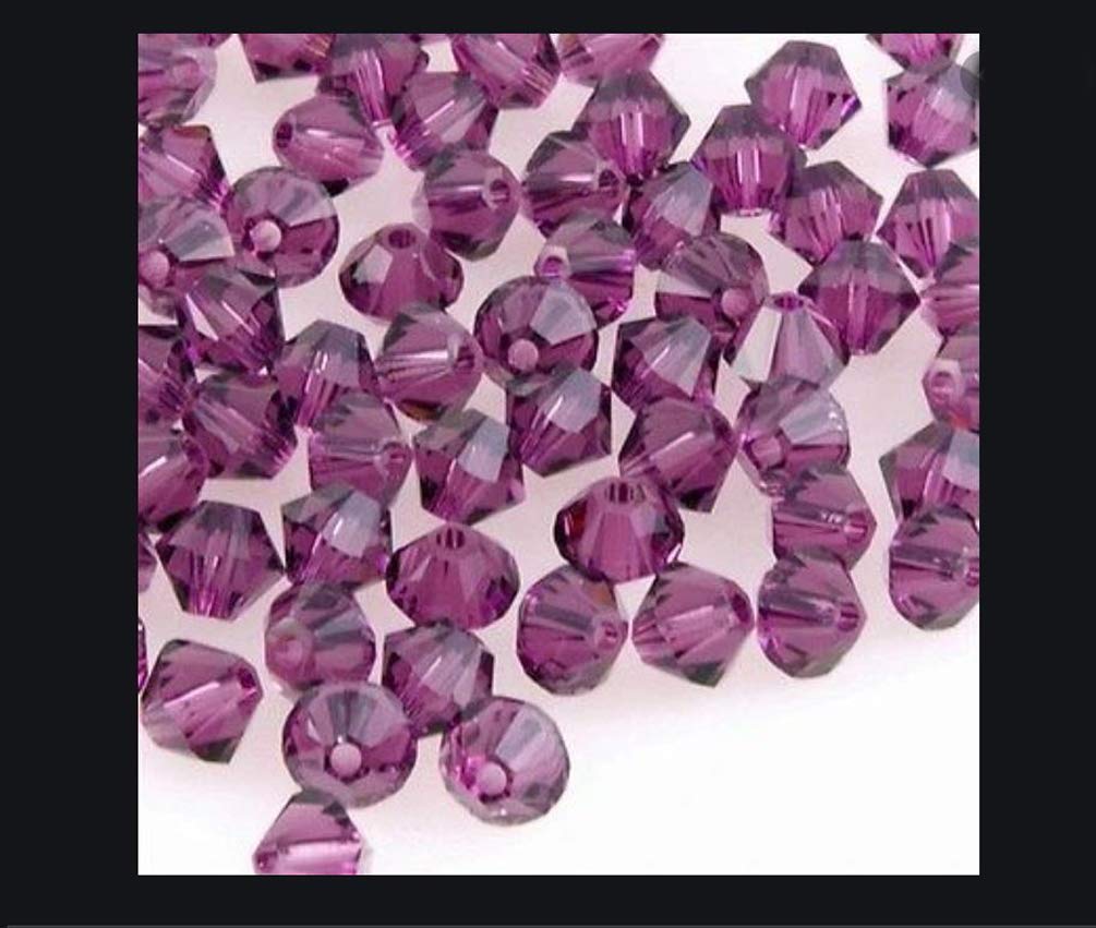 500pcs Authentic Preciosa 4mm (0.16 inch) Small Faceted Bicone Crystal Loose Beads - Purple Amethyst for DIY Jewelry Making, Compatible with Swarovski 5301/5328 (Pre-B411) - Perfect for Necklaces, Bracelets, Earrings & Craft Projects