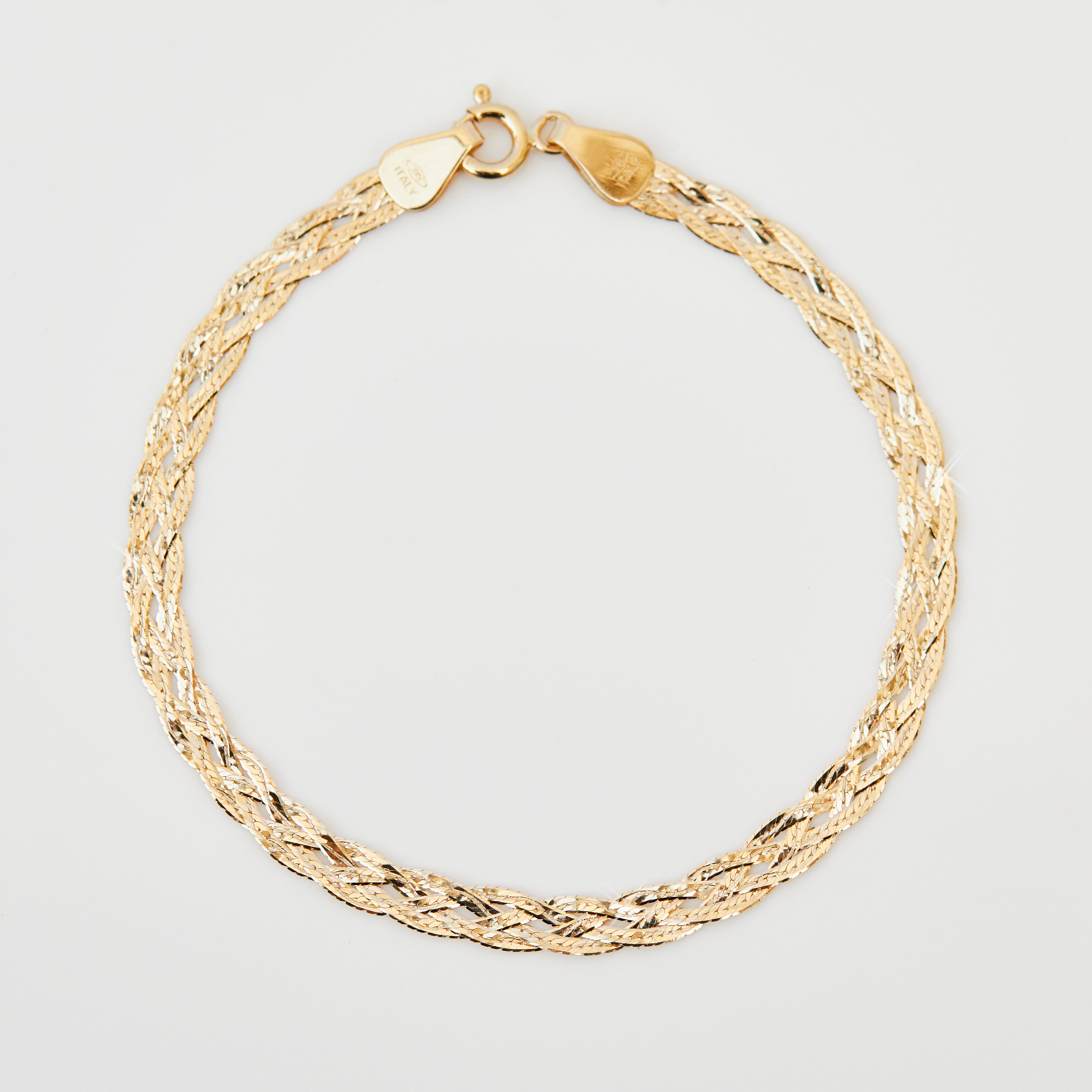 Diamond Cut Braid Chain Bracelet for Women - 14K Gold Plated Stainless Steel Jewelry - Perfect for Parties, Weddings & Everyday Wear