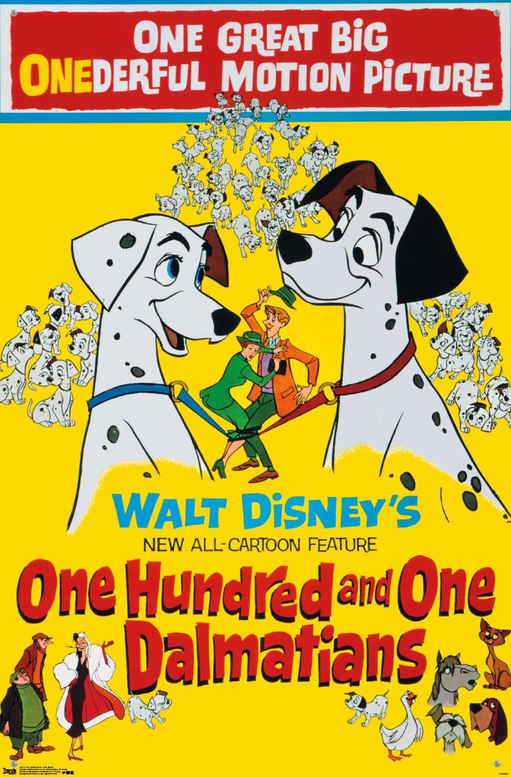 Disney 101 Dalmatians Wall Poster - 24x36 Inch One Sheet Movie Poster with Push Pins - Perfect for Kids Room Decor, Classroom, Dorm Room & Office Wall Art