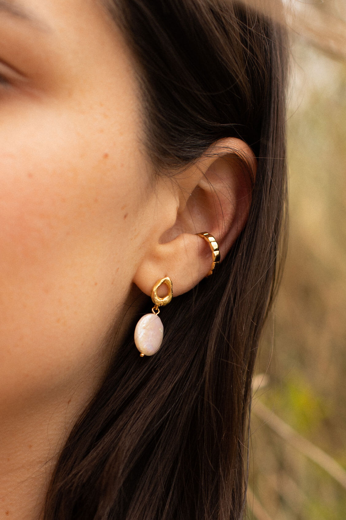Organic Pearl Drop Earrings for Women - Natural Freshwater Pearls Dangle Earrings - Elegant Jewelry Gift for Wedding, Party & Special Occasions