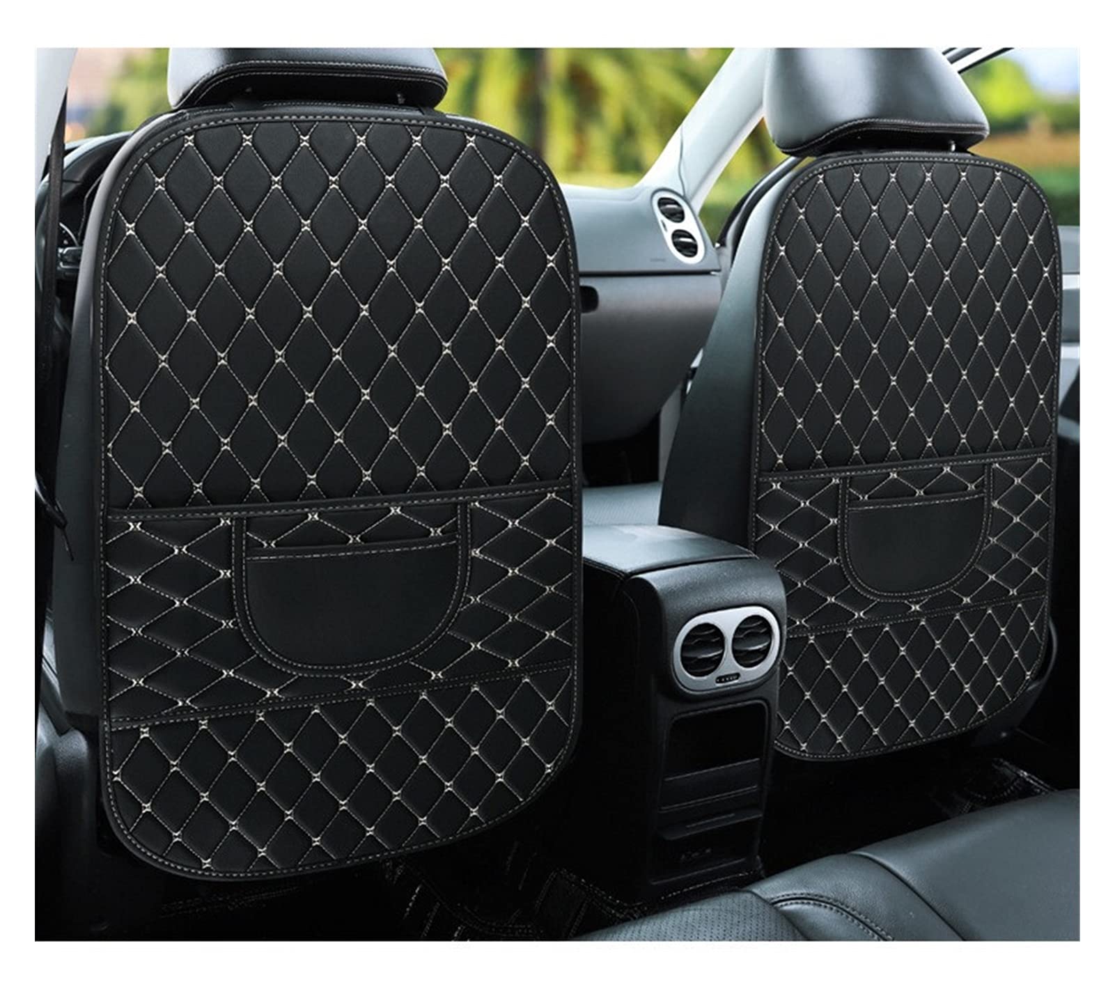 2 PCS Black PU Car Seat Back Cover Protector for Kids - Waterproof Anti-Kick Pad, Durable Car Seat Protector Accessories for Child Safety & Interior Protection - Perfect for Family Road Trips & Daily Commutes