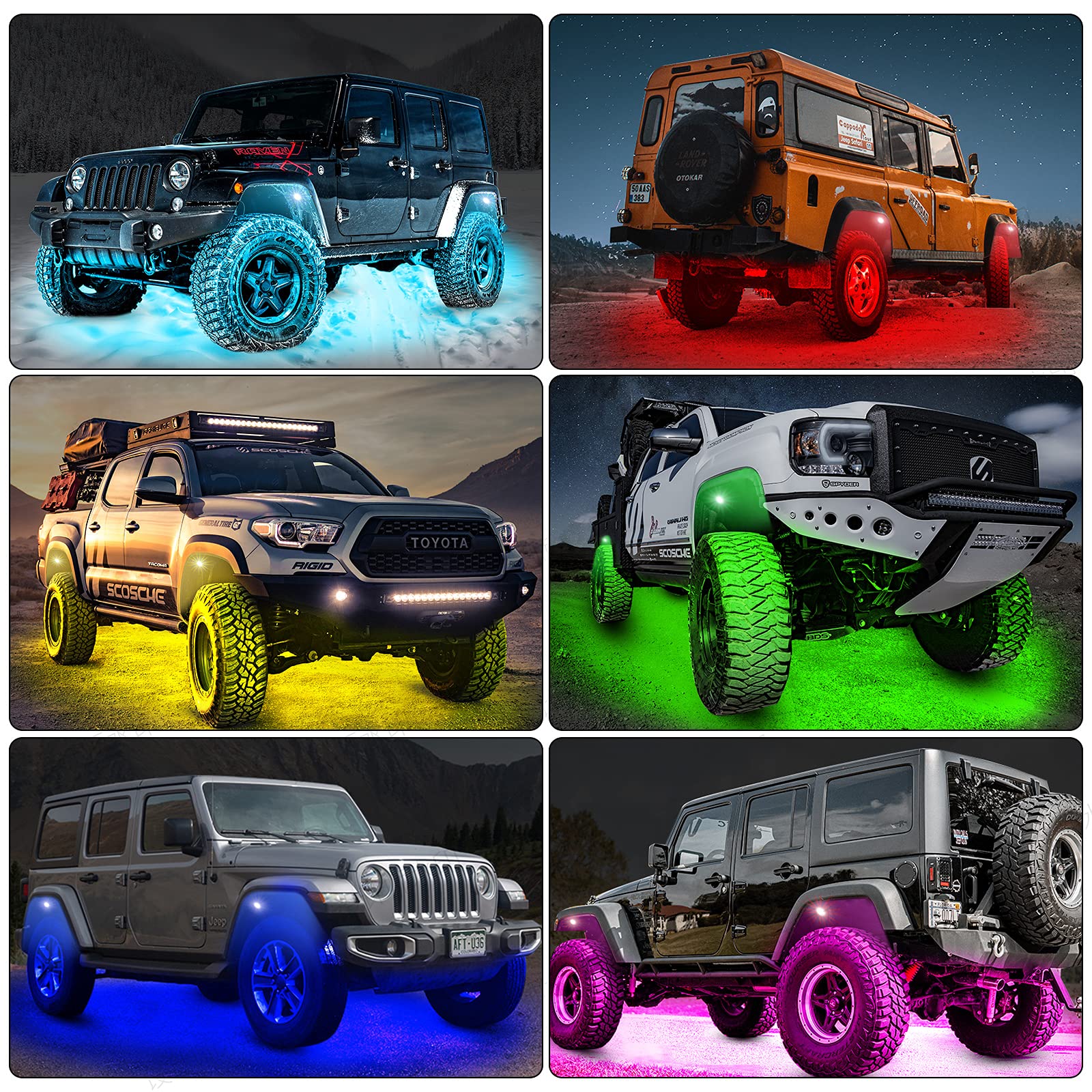 Waterproof RGB LED Rock Lights - 8Pcs Neon Underglow Lighting Kit with APP & Wireless Remote Control for Cars, Trucks, SUVs, Motorcycles | Enhance Your Vehicle's Style for Night Driving, Car Shows & Off-Road Adventures