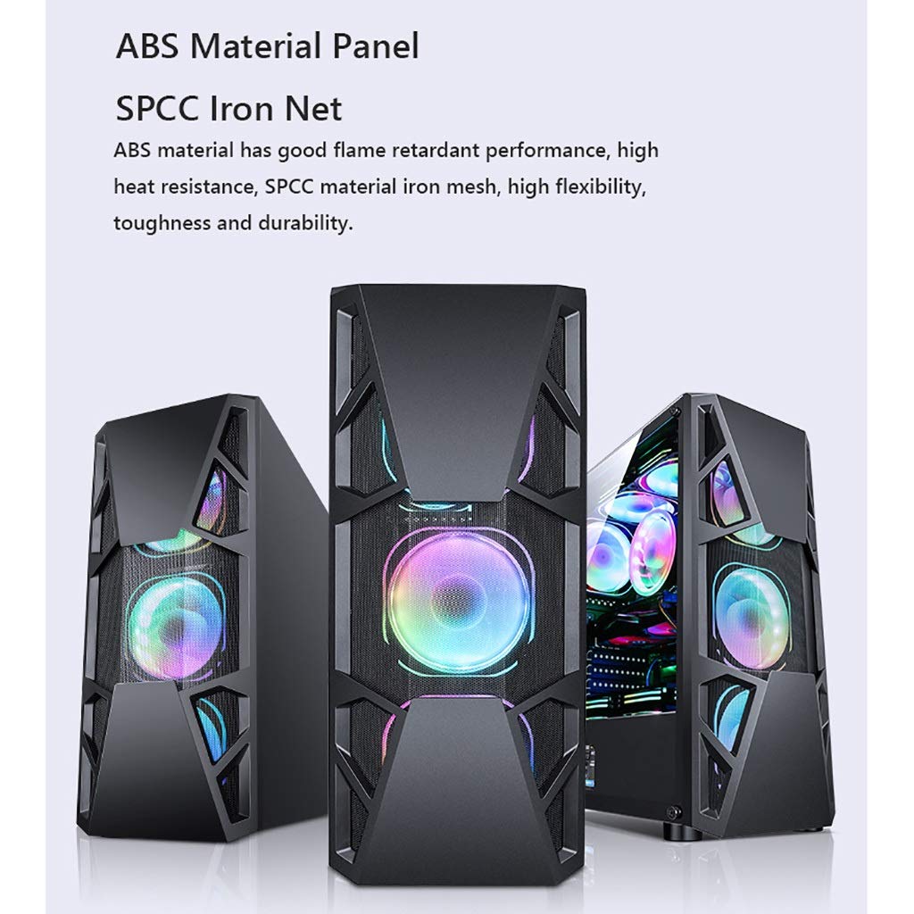 Mid-Tower ATX Gaming PC Case with 15 LED Fans, USB 3.0 Port & Acrylic Side Panel - Supports M-ATX/ITX, Water Cooling Ready (Blue LED, 6 Fan Size) - Perfect for High-Performance Gaming Rigs & Custom PC Builds