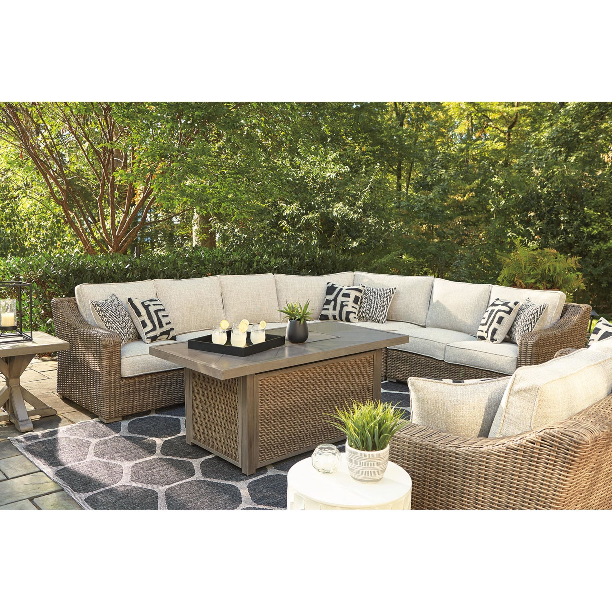Beachcroft 4-Piece Outdoor Modular Sectional Sofa Set - Waterproof Patio Furniture for Backyard, Poolside & Garden Lounge (Grey) | Perfect for Entertaining & Relaxing Outdoors