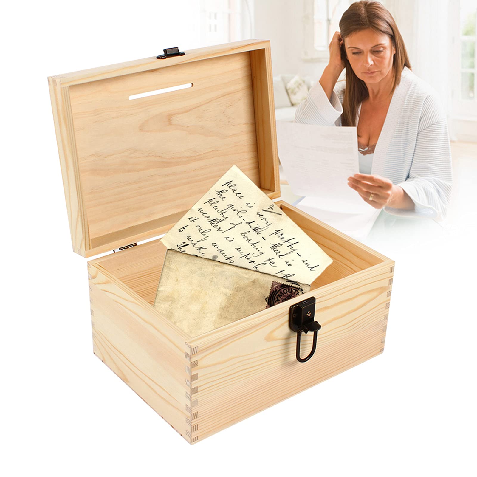 Wooden Donation Box for Church Fundraising & Charity Collections - Handcrafted Suggestion Box with Lock (11.41 x 8.07 x 6.3 inches) - Perfect for Churches, Schools, Nonprofits & Community Events