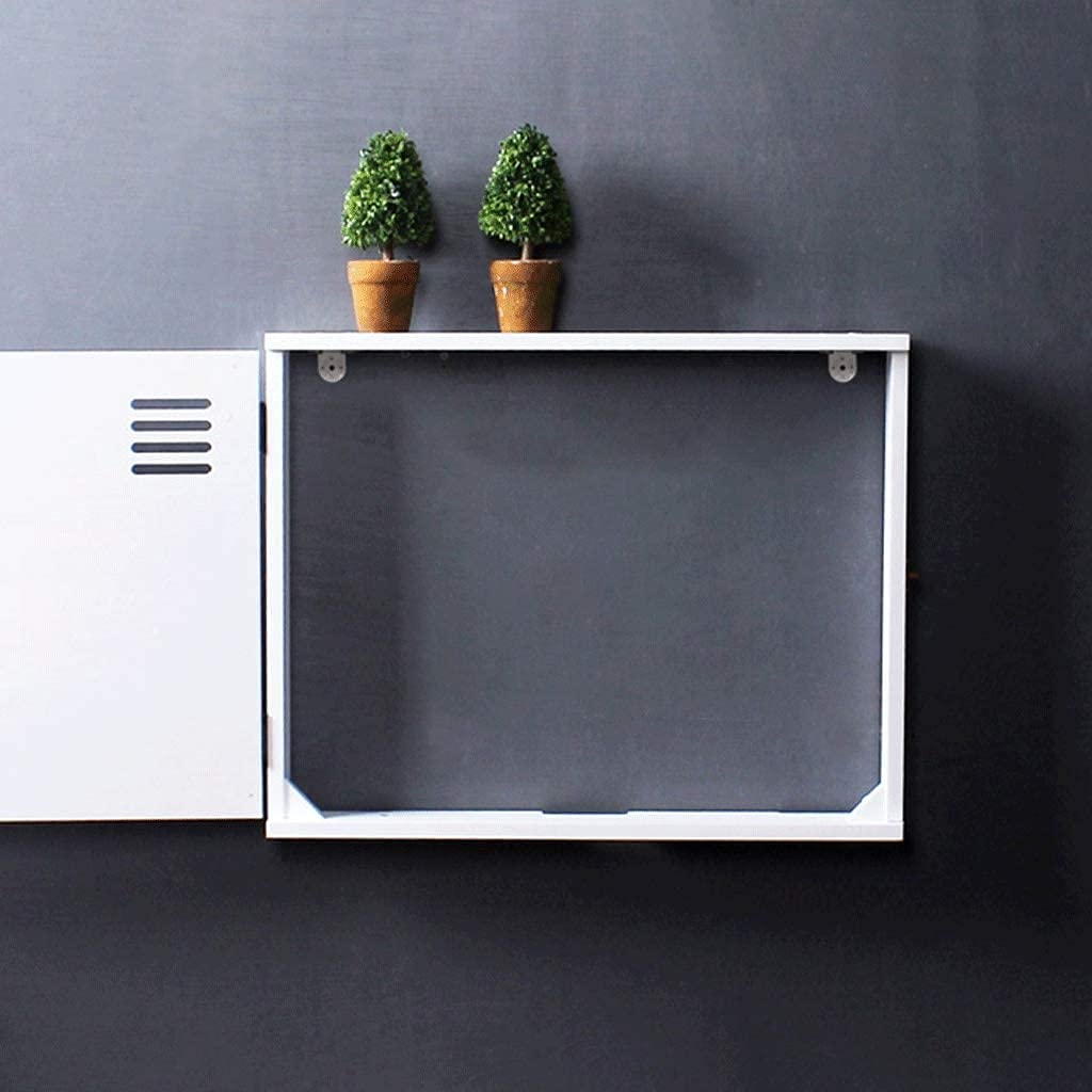 White Solid Wood WiFi Router Storage Box - Wall-Mounted Cable Organizer for Living Room, Set-Top Box Cover with Floating Shelf - Perfect for Home Office & Entertainment Center Organization