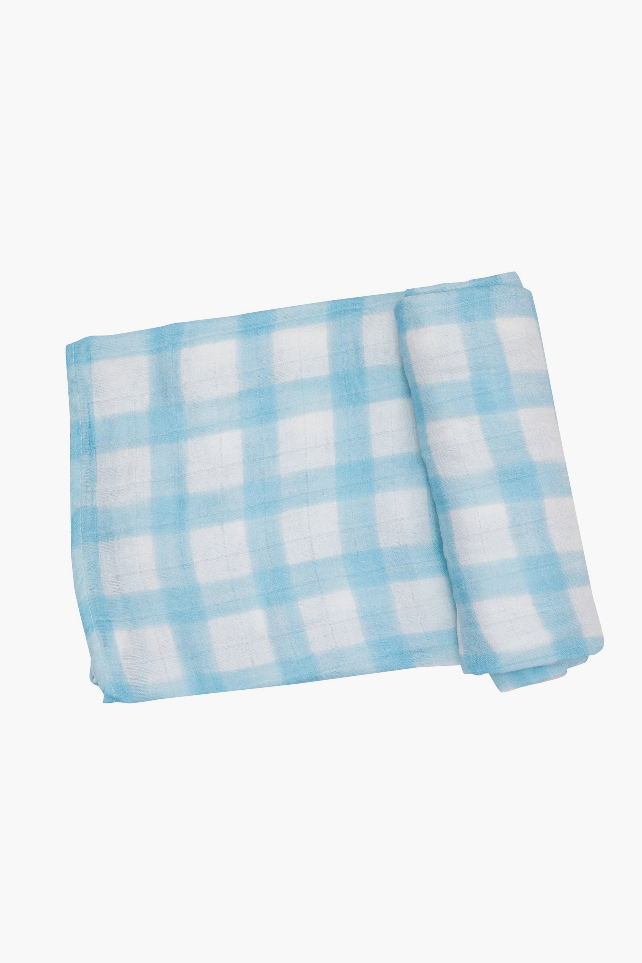 Blue Painted Gingham Swaddle Blanket - Soft Cotton Baby Wrap for Newborns & Infants - Perfect for Swaddling, Nursing, and Stroller Use