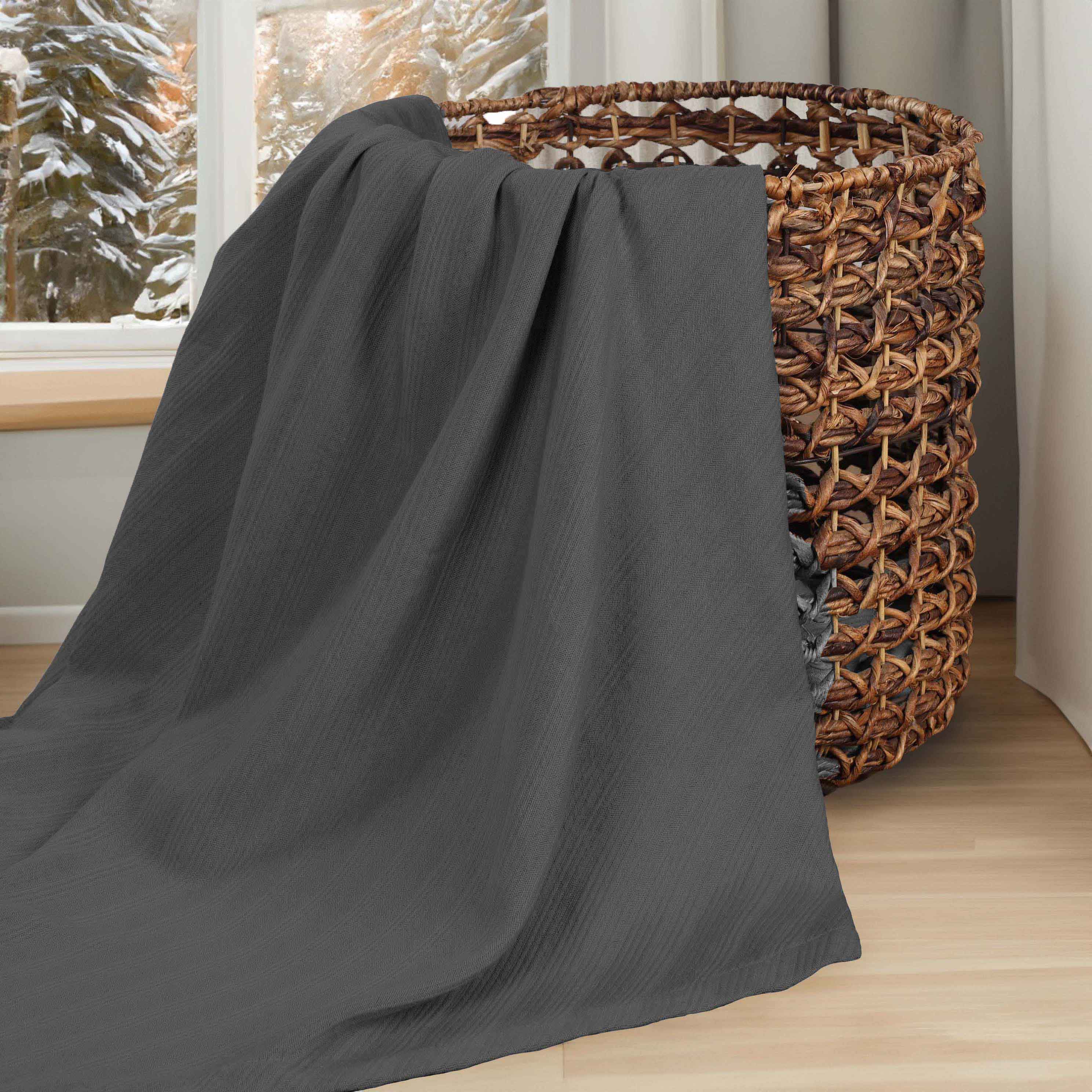 Premium Milan Cotton Textured Striped Lightweight Woven Blanket - Soft & Breathable Throw for Sofa, Bed, Picnic & Outdoor Use