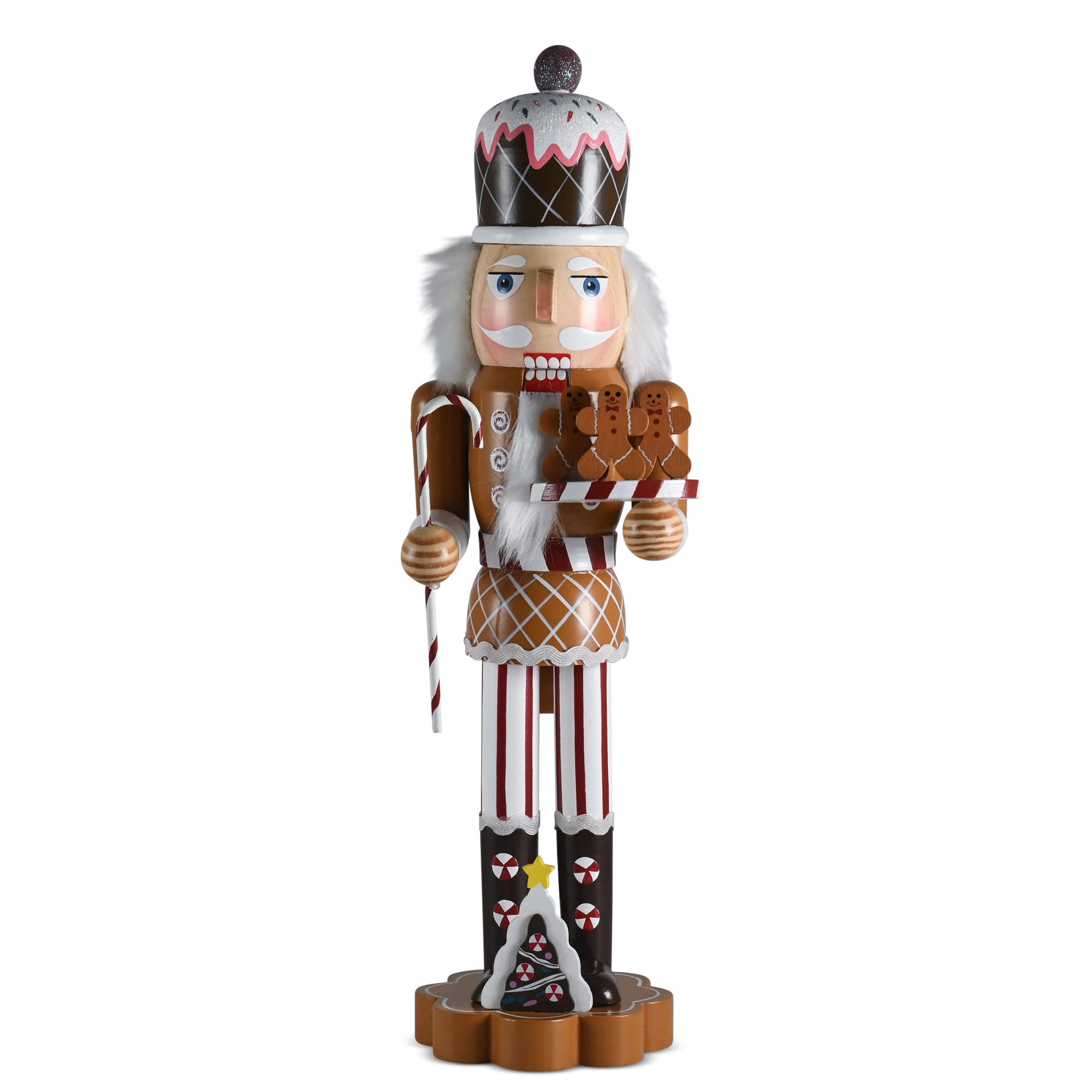 Ornativity Christmas Candyland Wooden Nutcracker - Gingerbread Candy Man with Candy Cane & Cookies - Xmas Holiday Decor for Home, Party & Gift Giving