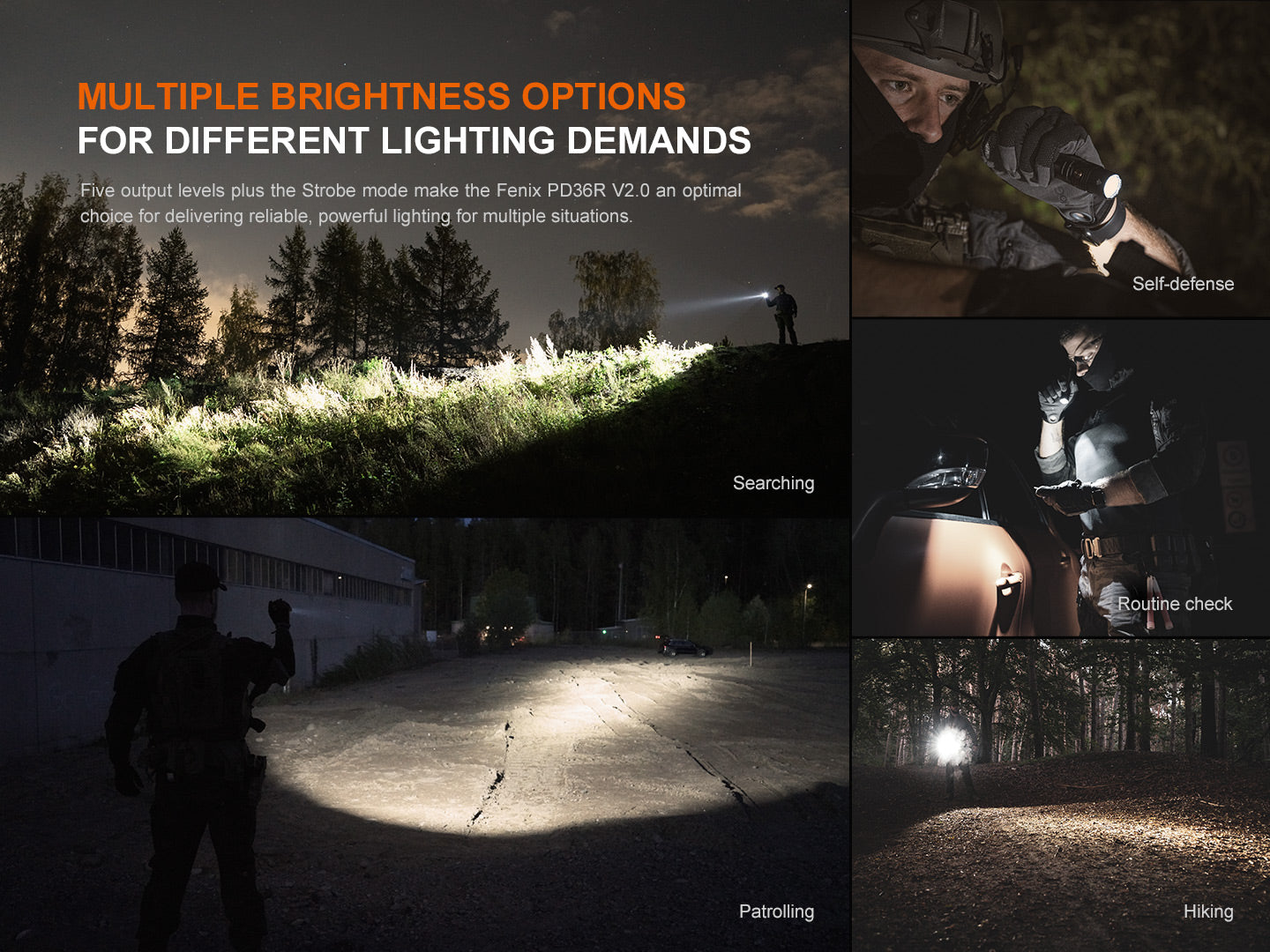 Fenix PD36R V2 Compact Rechargeable Tactical Flashlight - 1700 Lumens Bright LED, IP68 Waterproof, for Camping, Hiking, Emergency & Outdoor Adventures