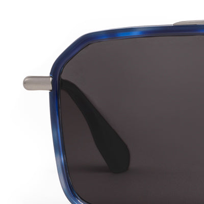 Summit Matte Raw Stainless Steel Sunglasses with Indigo Tortoise Frame - Stylish UV Protection for Outdoor Sports & Driving