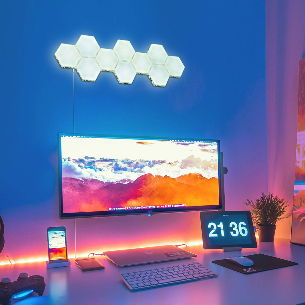 LifeSmart Modular Touch Light Panels - 10PCS White LED Wall Lights for Home, Office & Bedroom - Dimmable Ambient Lighting for Modern Interior Design