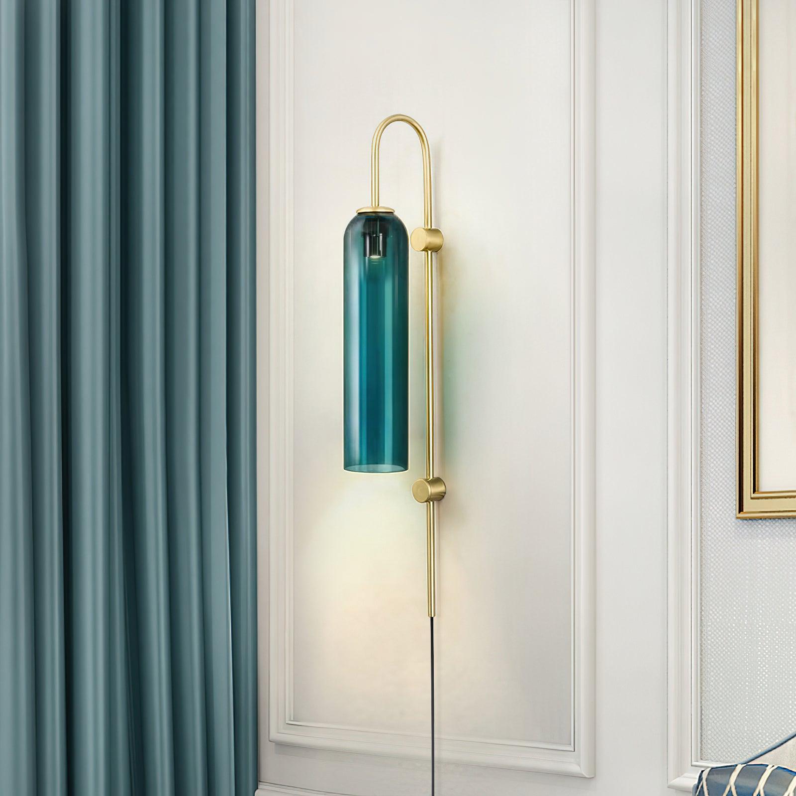 Modern Glass Plug-In Wall Sconce - Elegant Lighting for Bedroom, Living Room & Hallway - Energy Efficient LED Wall Light for Home Decor