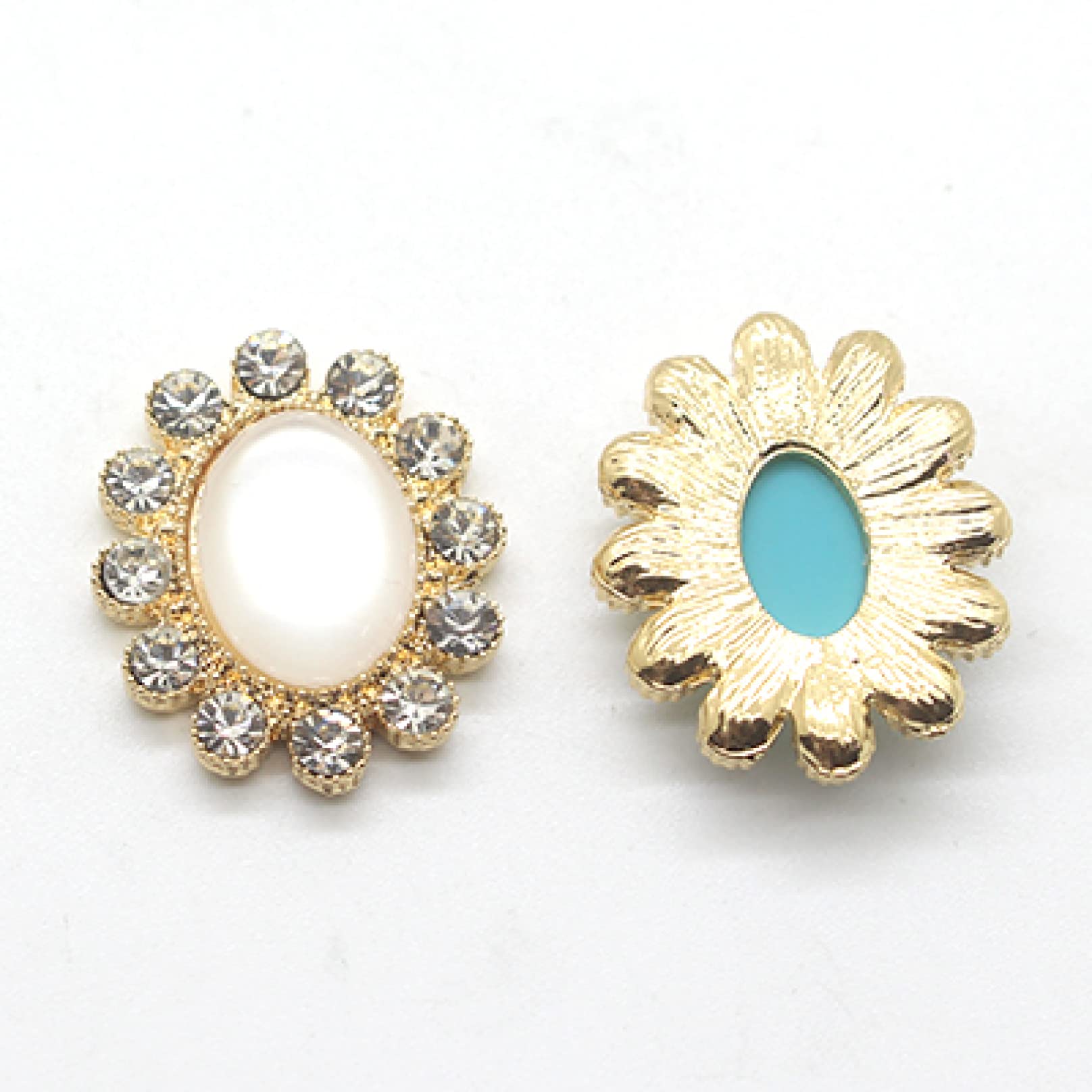 20pcs Oval Resin Rhinestone Buttons for Clothing DIY - Alloy Craft Buttons for Hair Accessories, Wedding Dress Decor - Perfect for Sewing, Scrapbooking & Costume Design