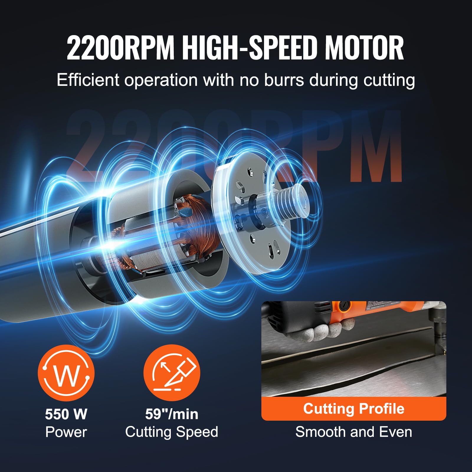 VEVOR 550W Electric Sheet Metal Nibbler - 2200 RPM High Speed Cutter with 360° Rotation for Stainless Steel, Aluminum, Plastic & Wood - Perfect for Straight, Curved & Circular Cuts in DIY Projects, Metal Fabrication & Home Renovations